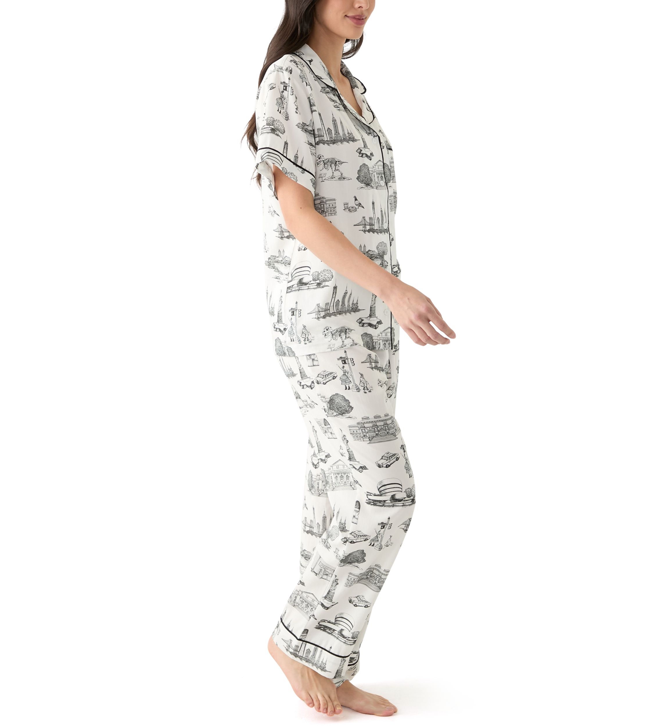 Womens 2 Piece New York Toile Pajama Set