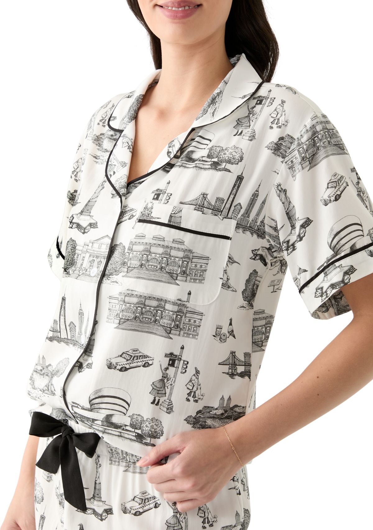 Womens 2 Piece New York Toile Pajama Set