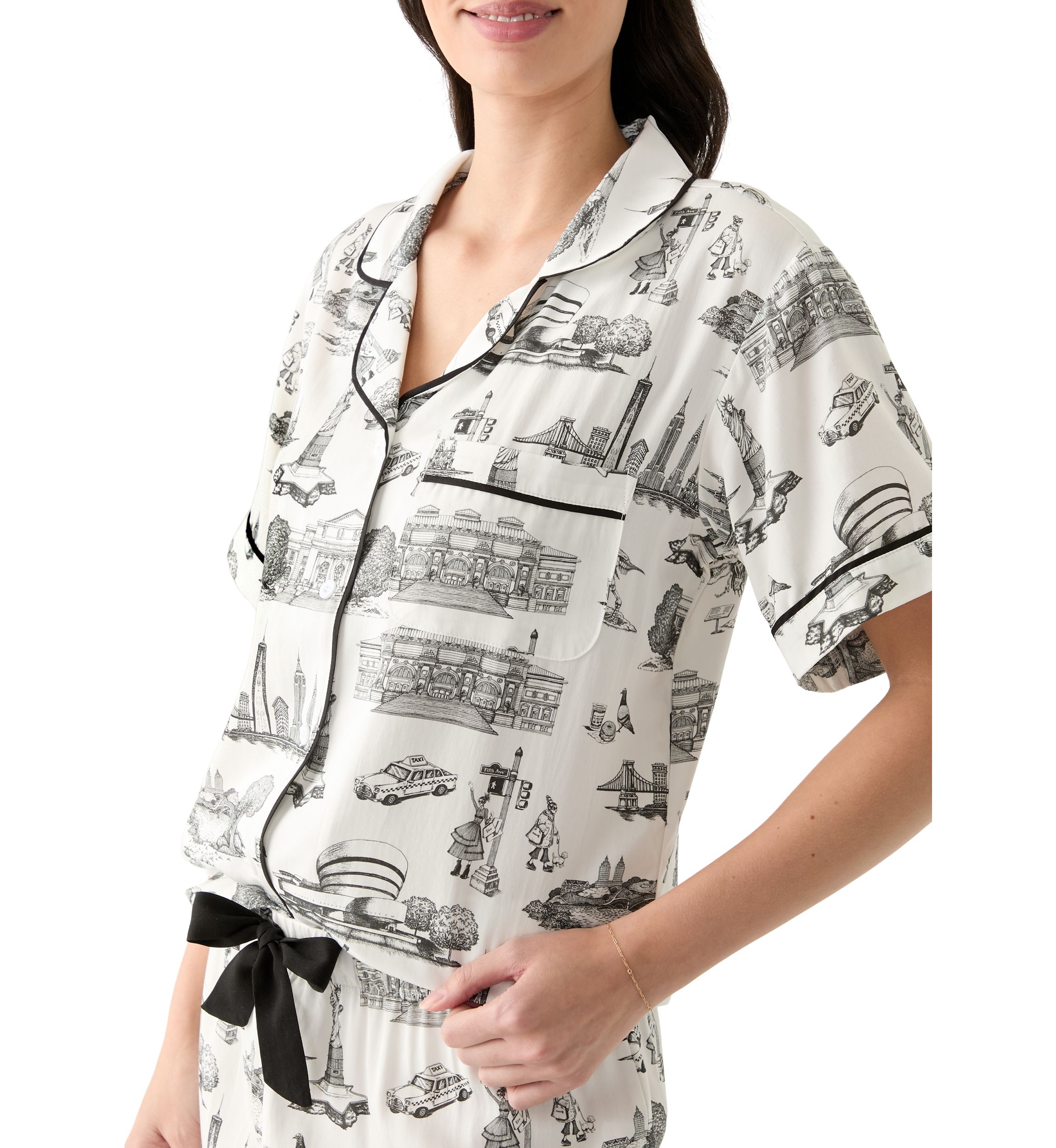 Womens 2 Piece New York Toile Pajama Set