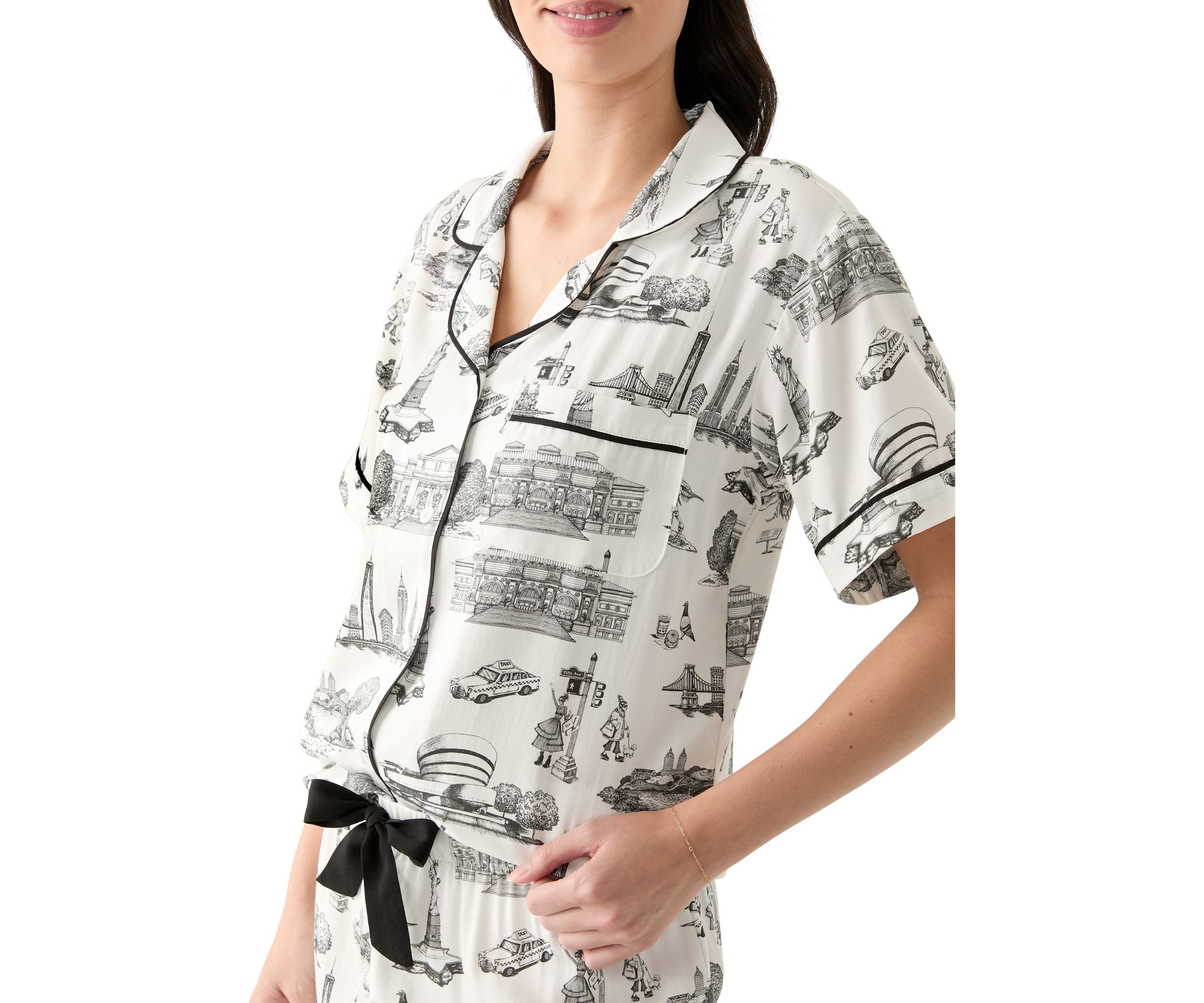 Womens 2 Piece New York Toile Pajama Set