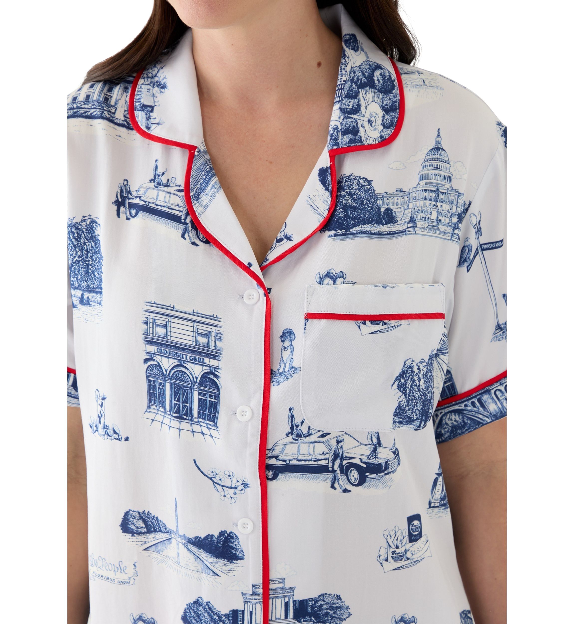 Womens Washington DC Toile Pajama Set
