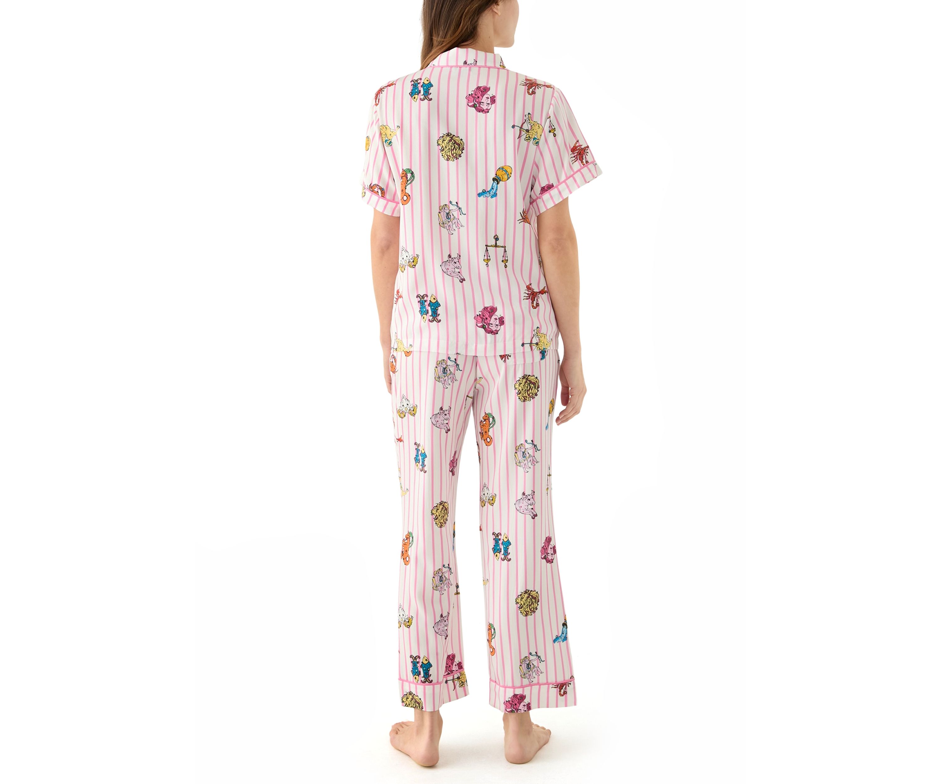 Zodiac Stripe Two Piece Printed Pajama Set