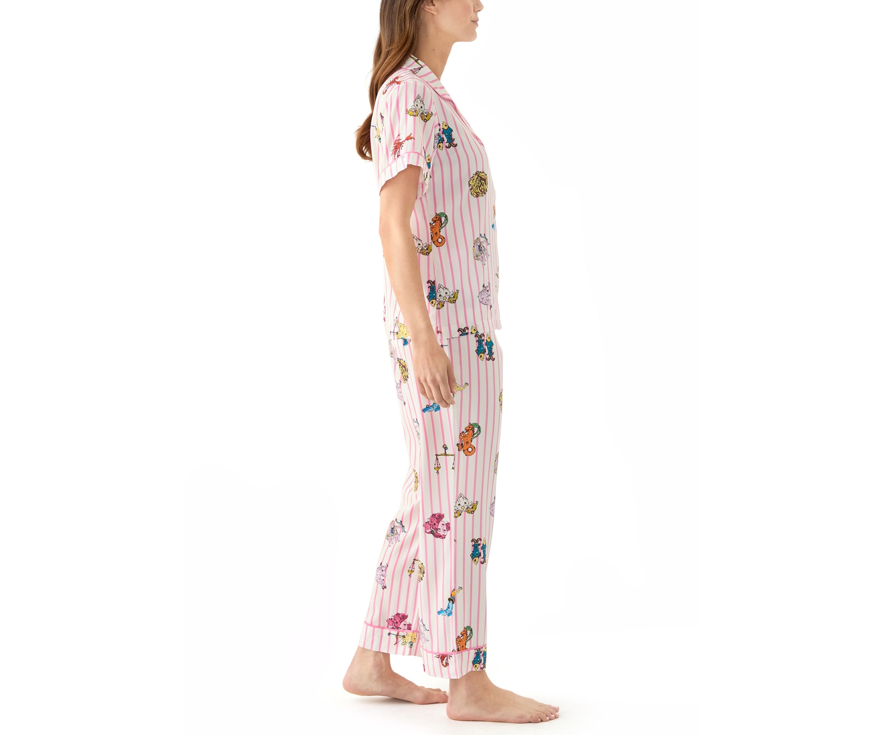 Zodiac Stripe Two Piece Printed Pajama Set