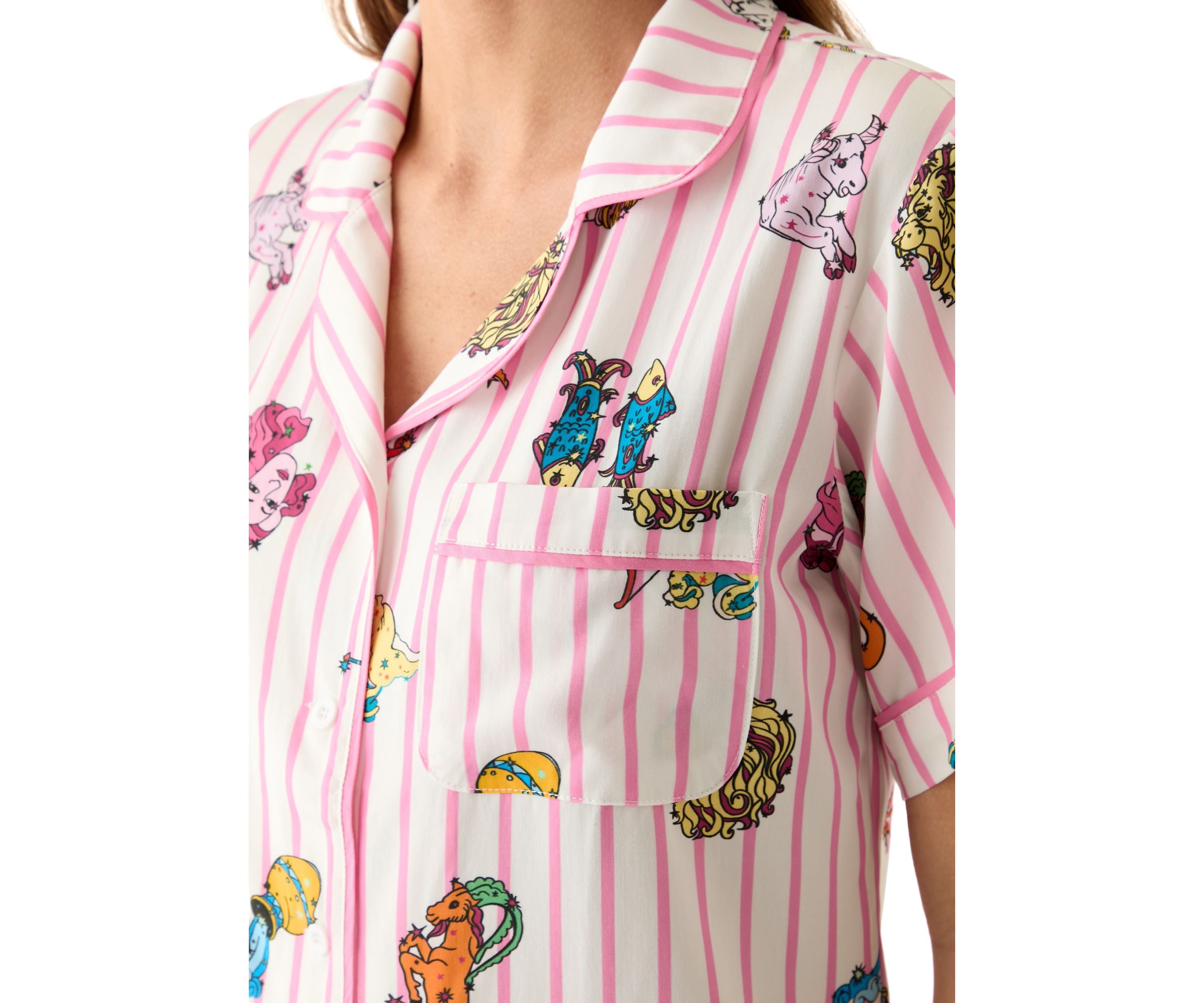 Zodiac Stripe Two Piece Printed Pajama Set