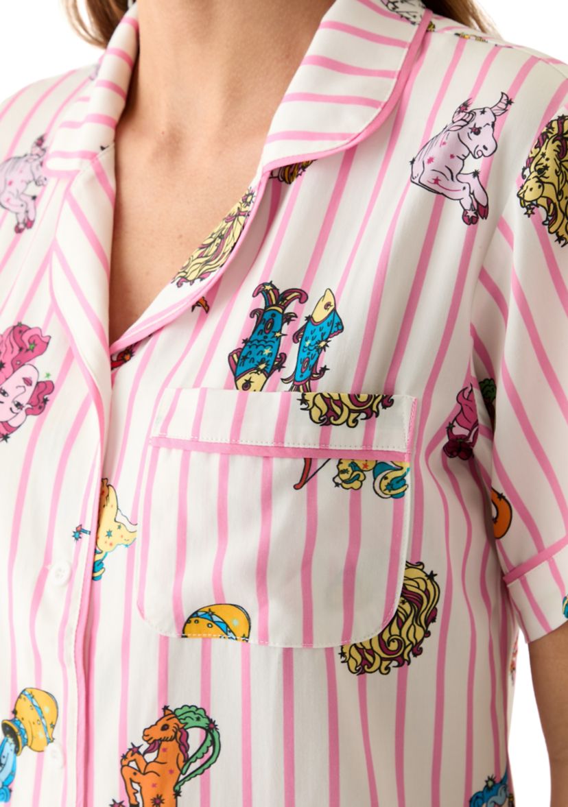 Zodiac Stripe Two Piece Printed Pajama Set