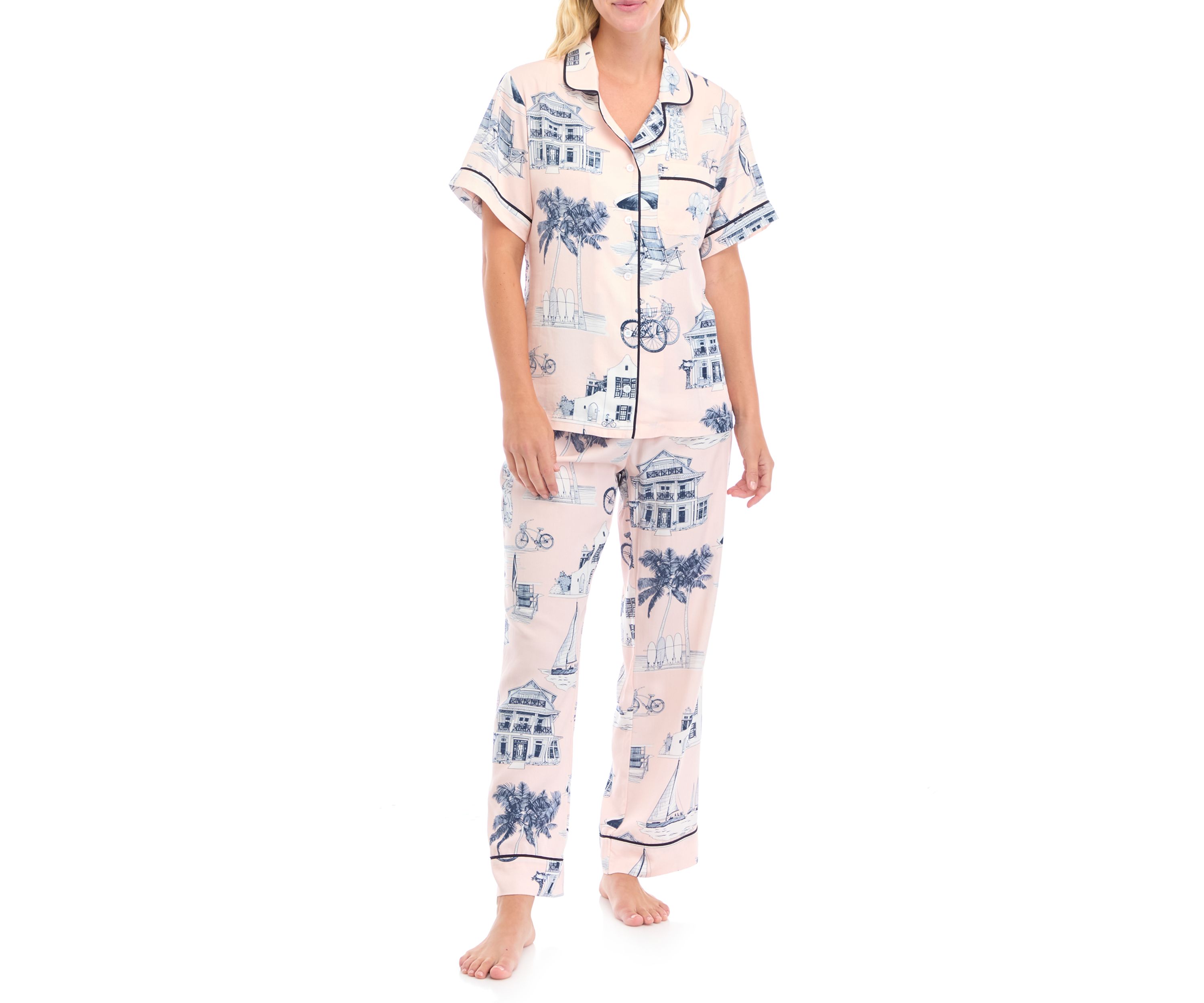 Florida Toile Short Sleeve Pajama Set 