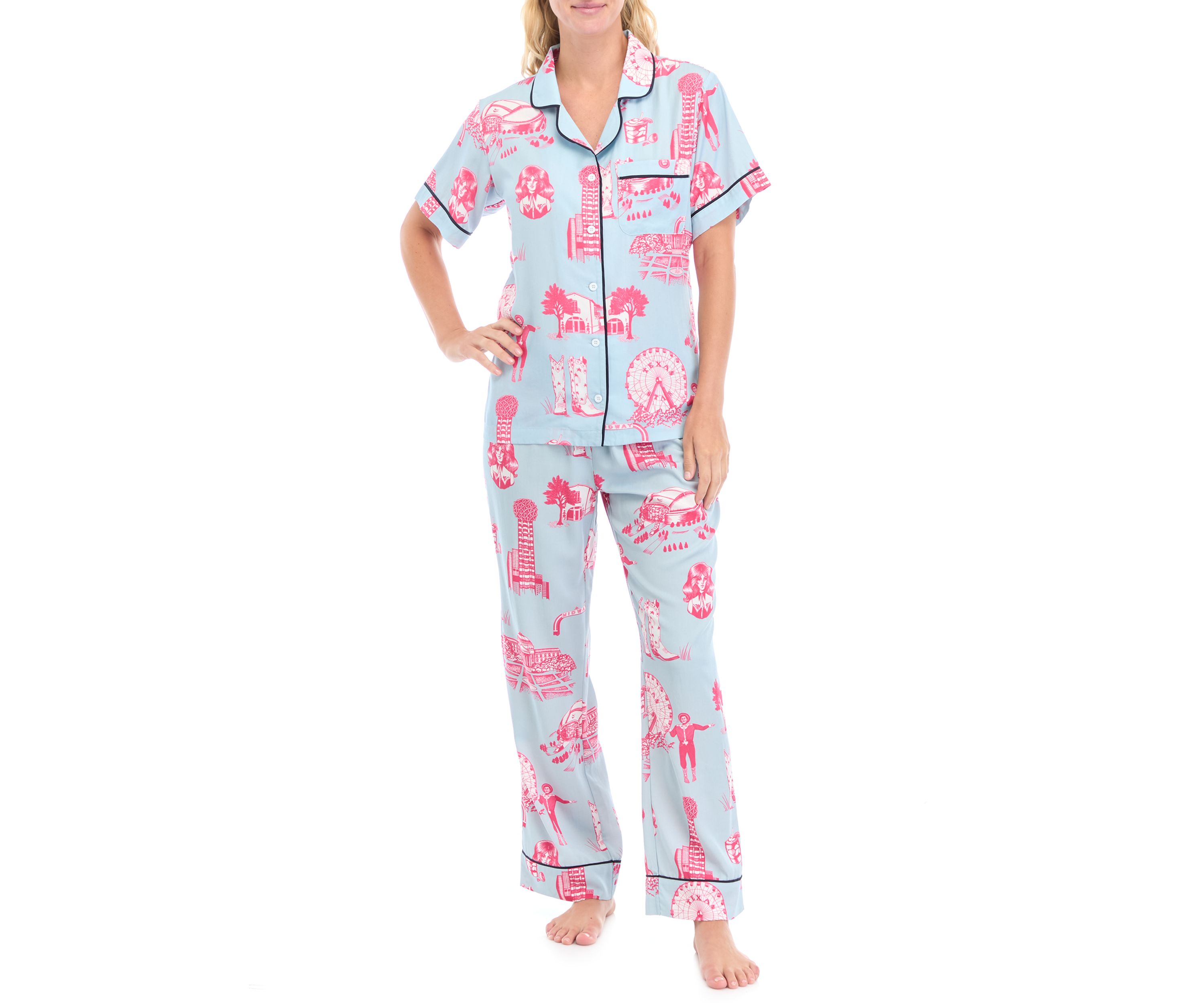 Dallas Toile Short Sleeve Pajama Set 
