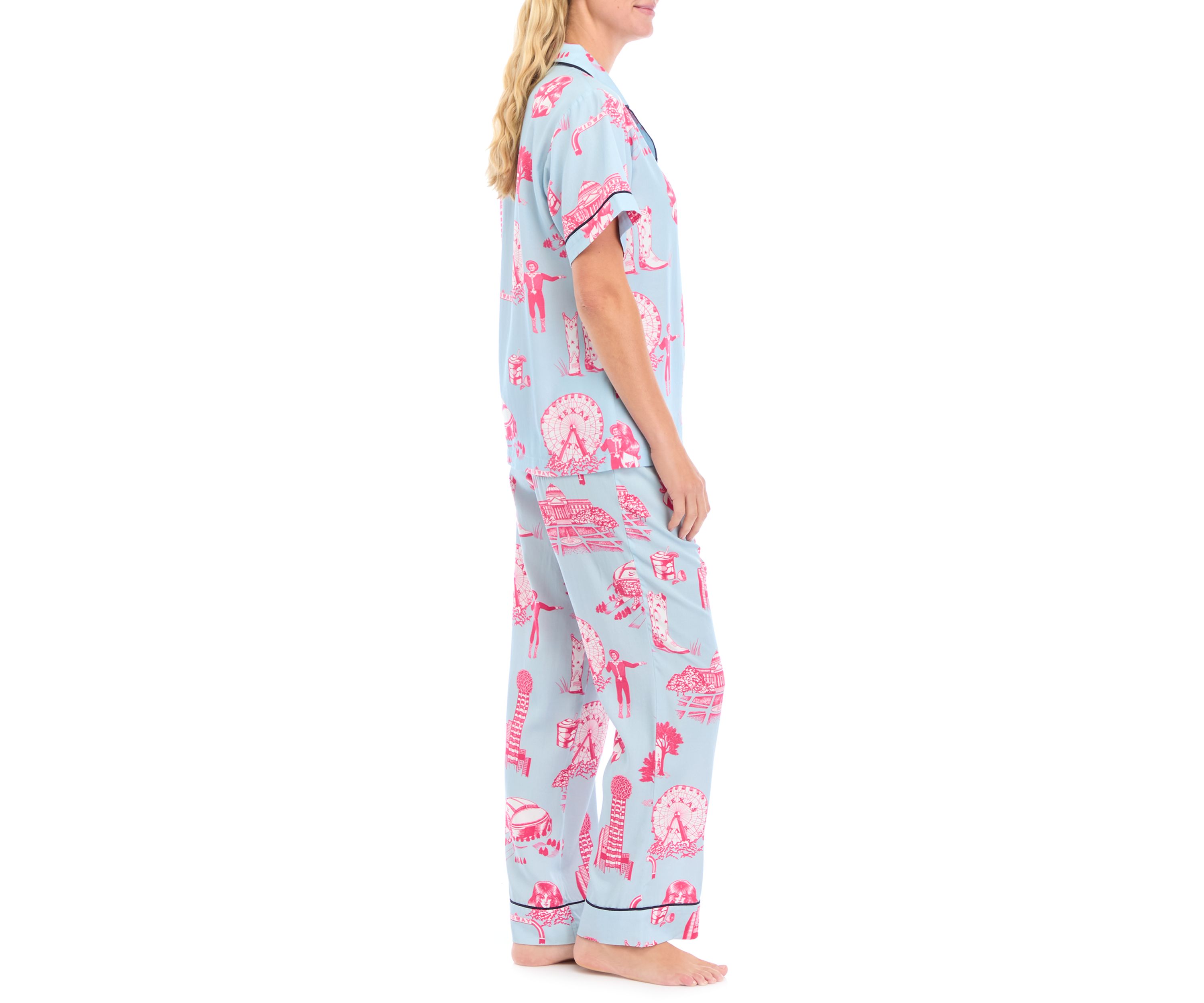Dallas Toile Short Sleeve Pajama Set 