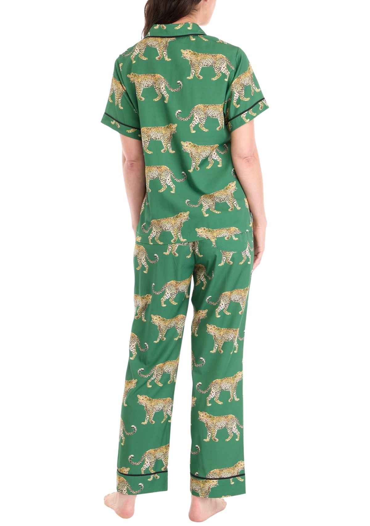 Womens Cheetah Print Pajama Set 