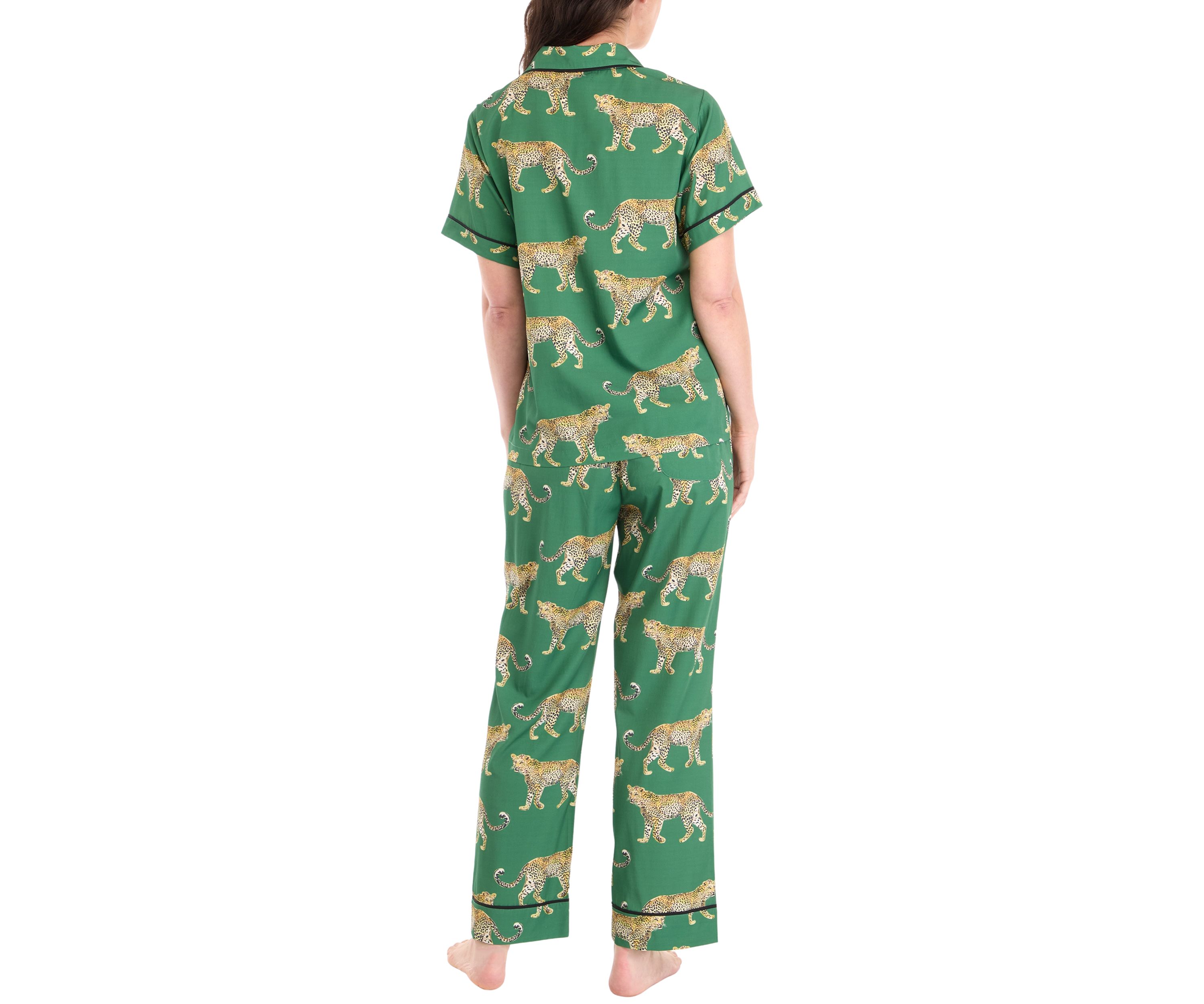 Womens Cheetah Print Pajama Set 