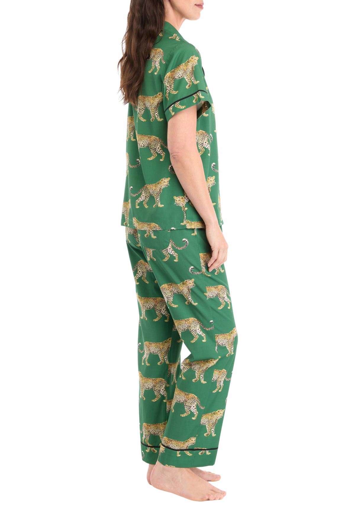 Womens Cheetah Print Pajama Set 