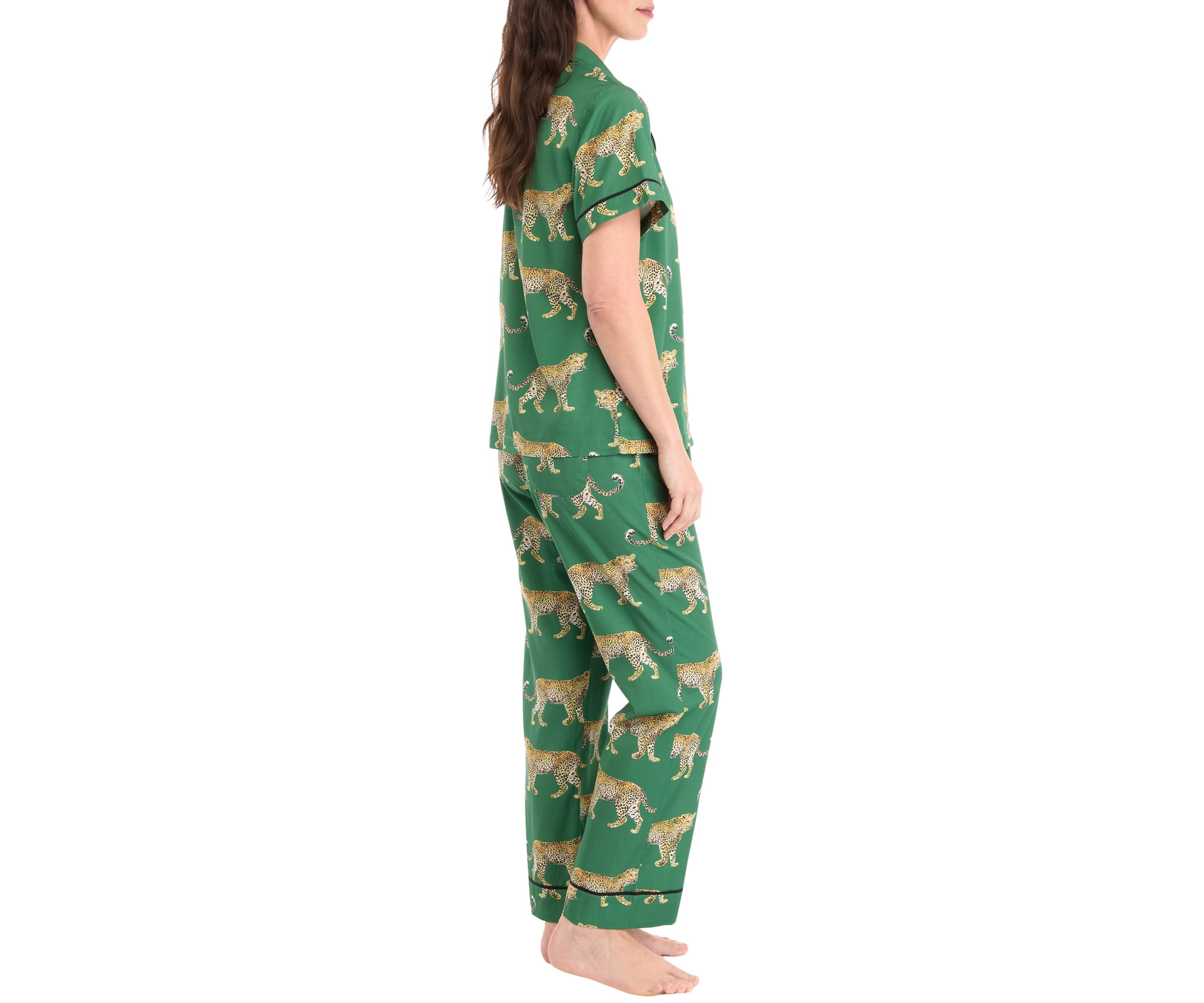 Womens Cheetah Print Pajama Set 