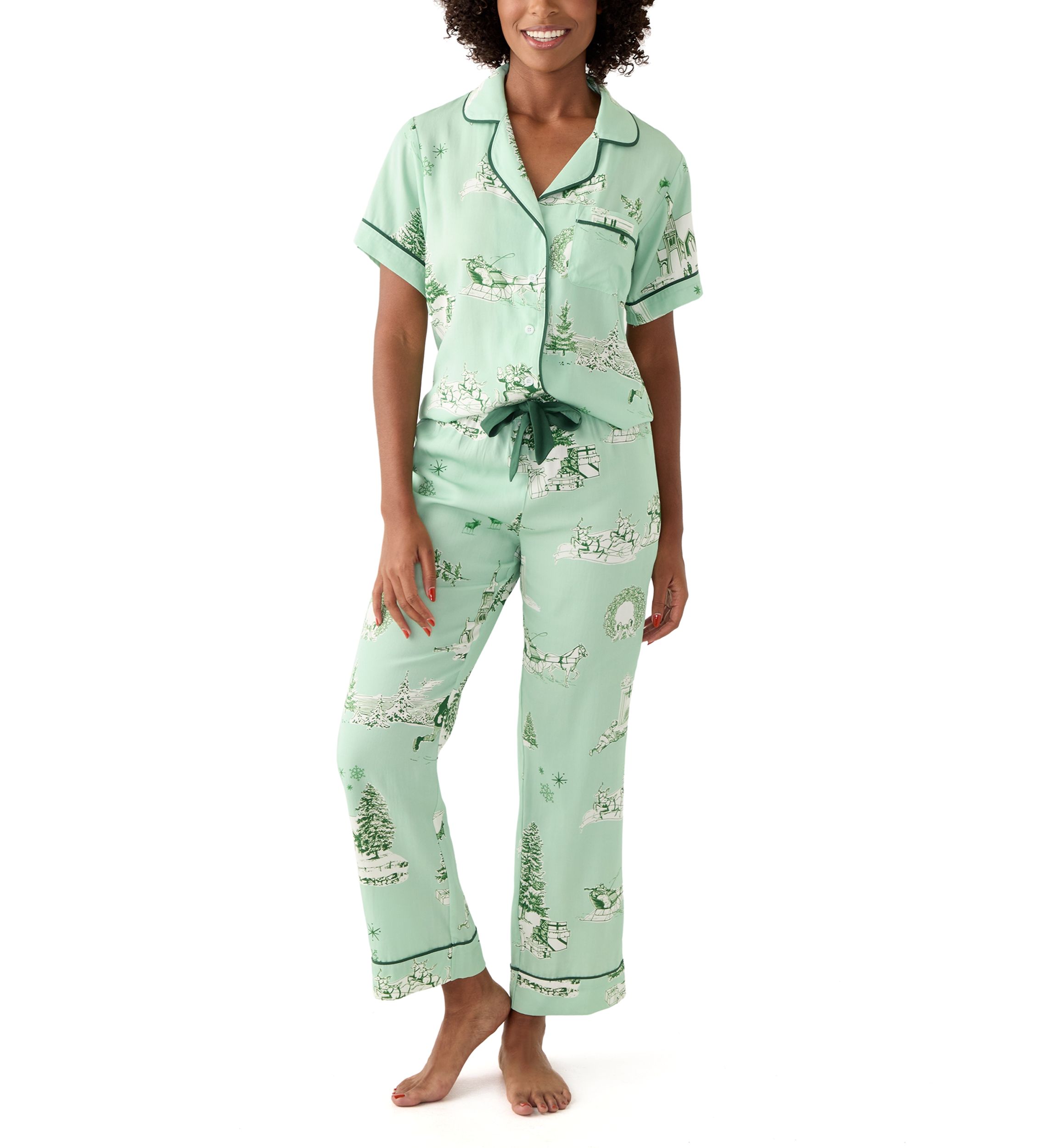 Holiday Toile Printed Pajama Set