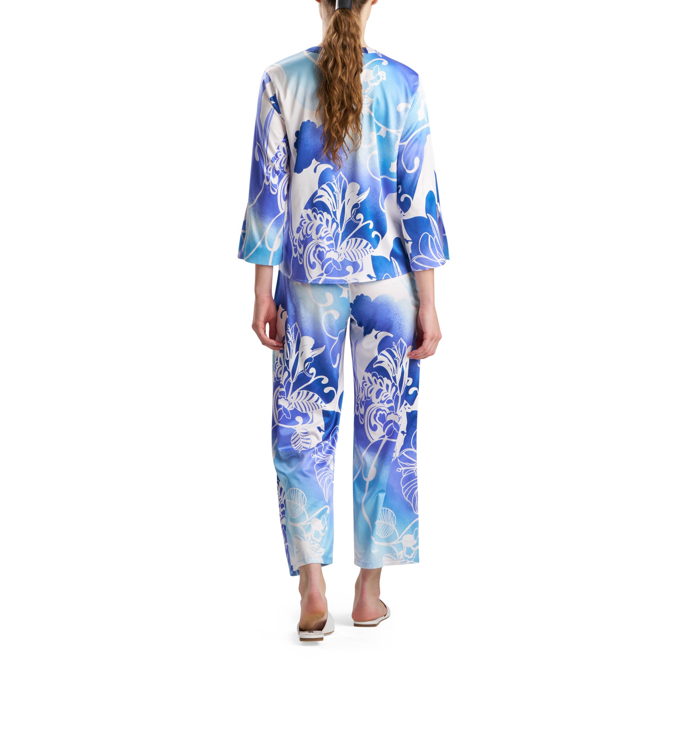Satin Caftan Floral Pajama Top and Pants Set