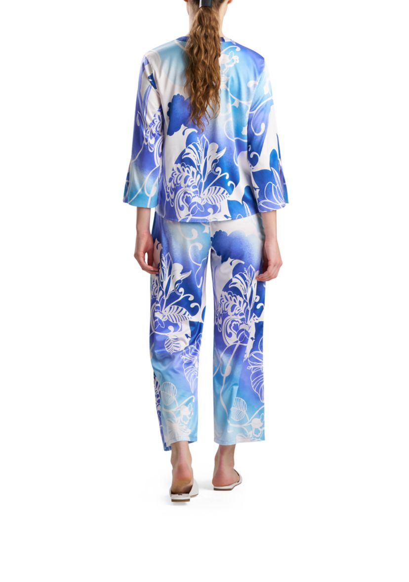 Satin Caftan Floral Pajama Top and Pants Set