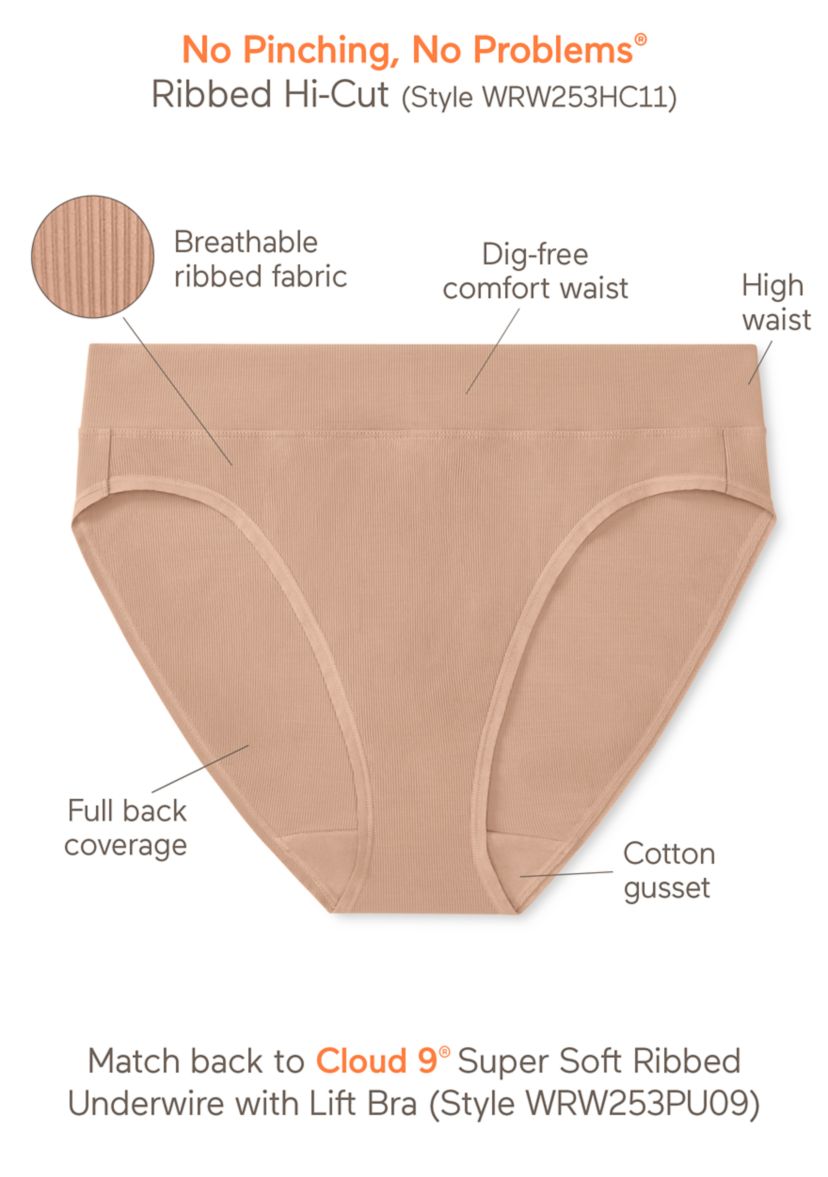 Womens No Pinching, No Problem Dig-Free High Waist Hi-Cut Panty