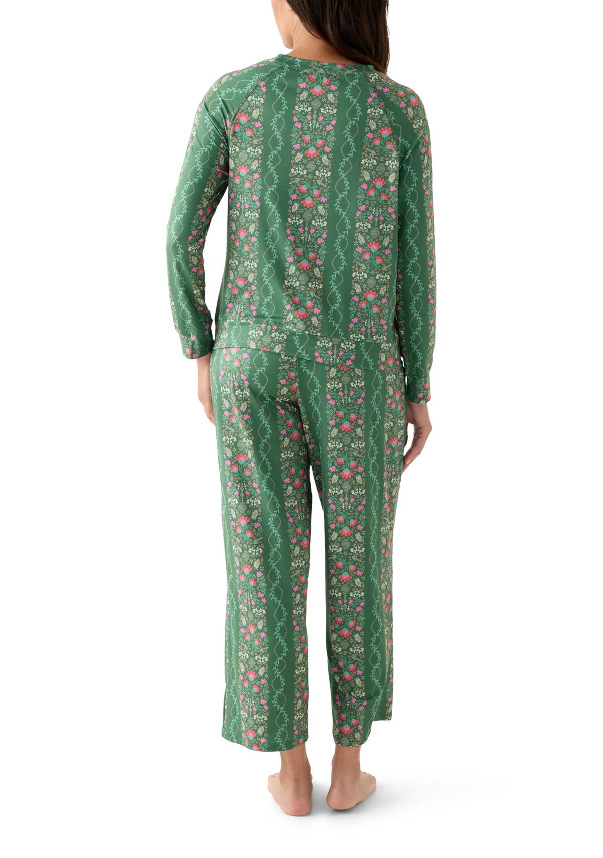 Annie Printed Long Sleeve Top and Pant Pajama Set 