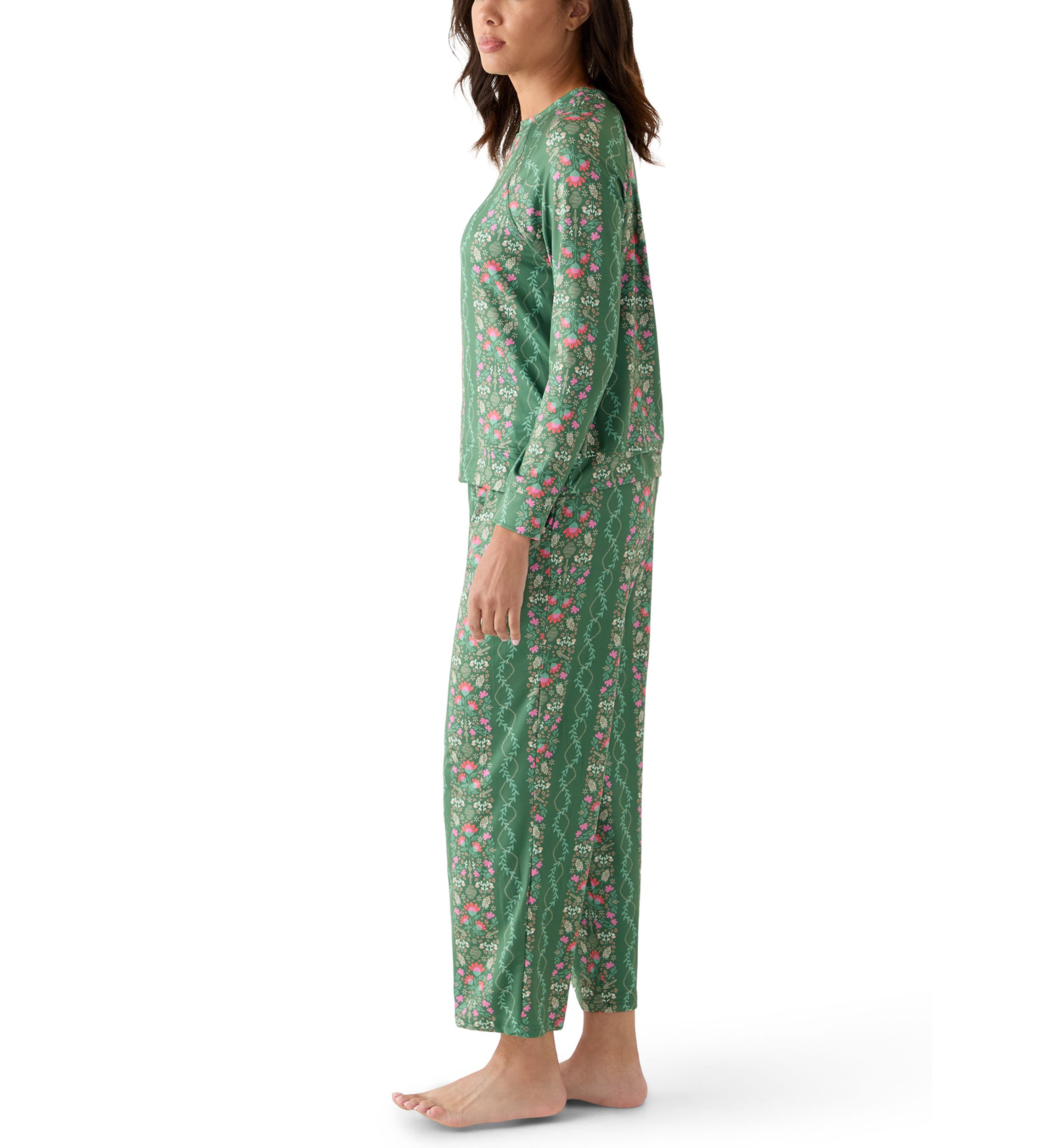 Annie Printed Long Sleeve Top and Pant Pajama Set 