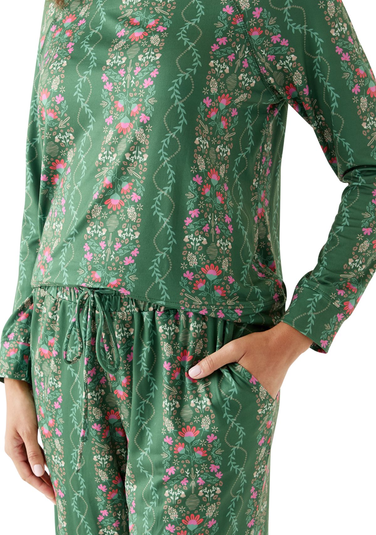 Annie Printed Long Sleeve Top and Pant Pajama Set 