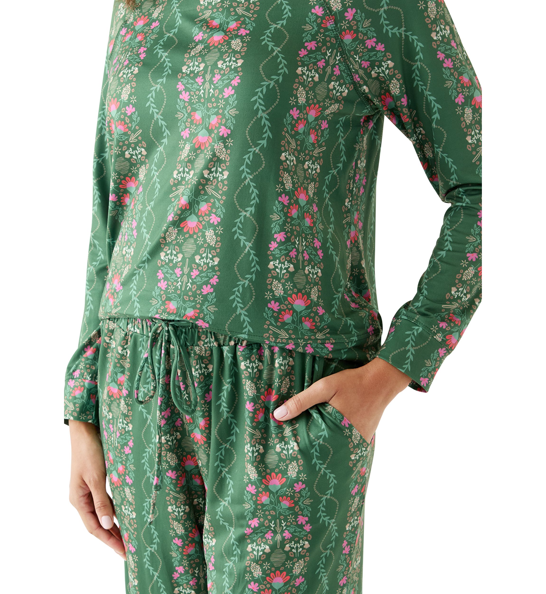 Annie Printed Long Sleeve Top and Pant Pajama Set 