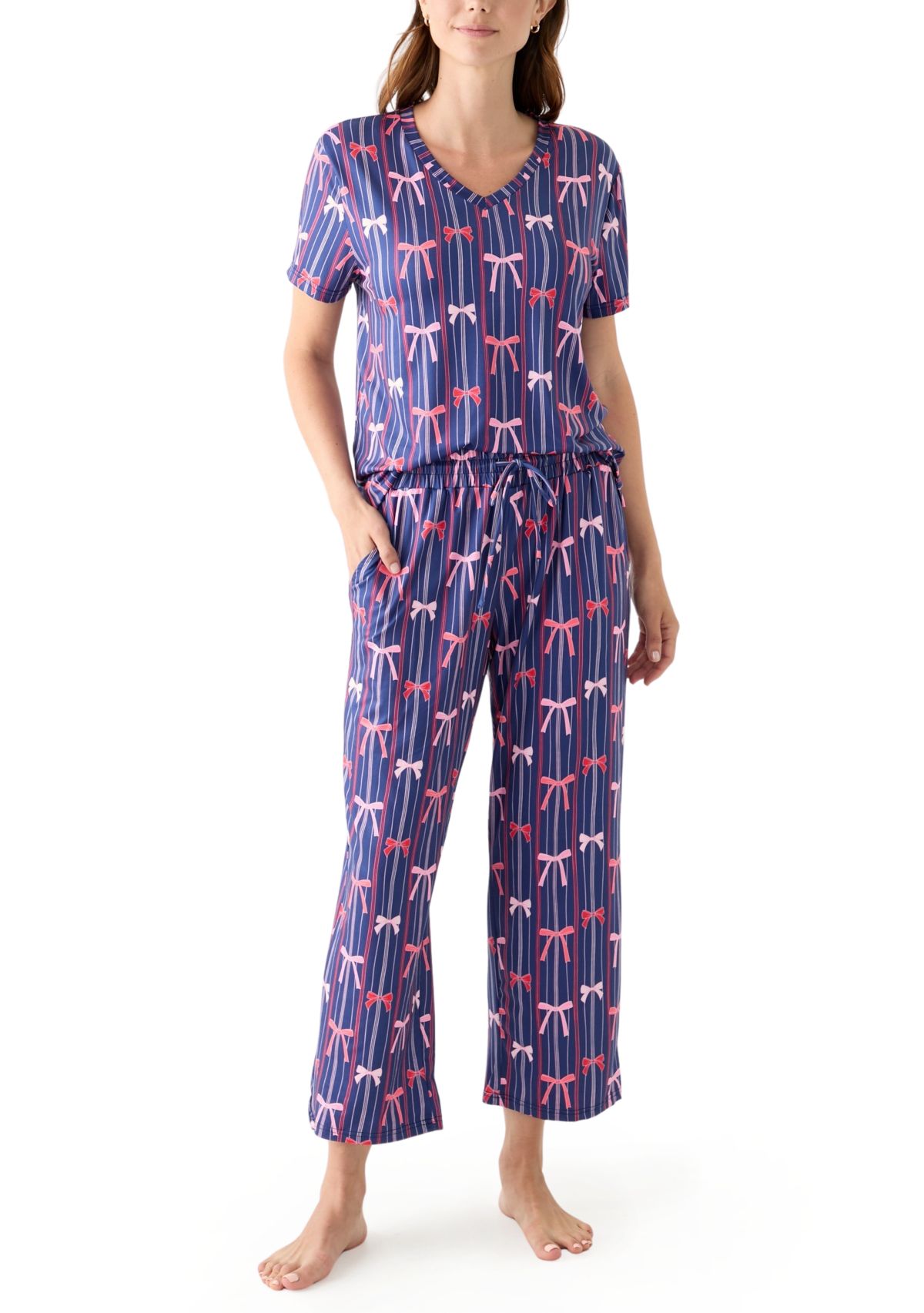 Womens Alli Short Sleeve Shirt and Pants Pajama Set