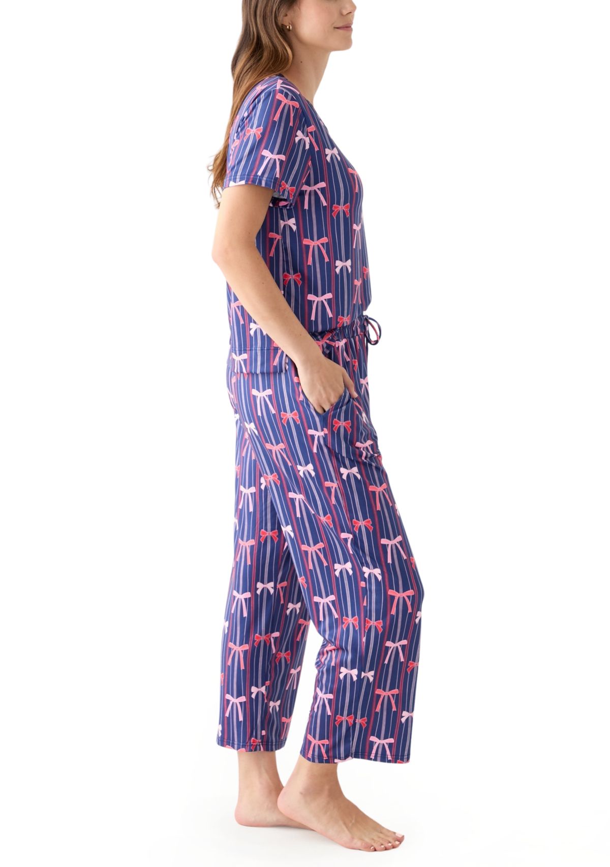 Womens Alli Short Sleeve Shirt and Pants Pajama Set