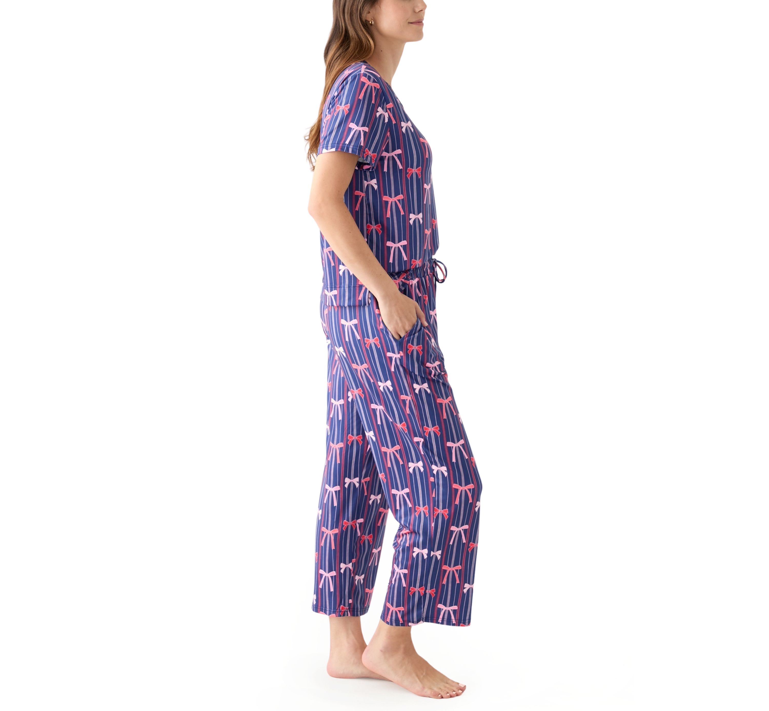 Womens Alli Short Sleeve Shirt and Pants Pajama Set
