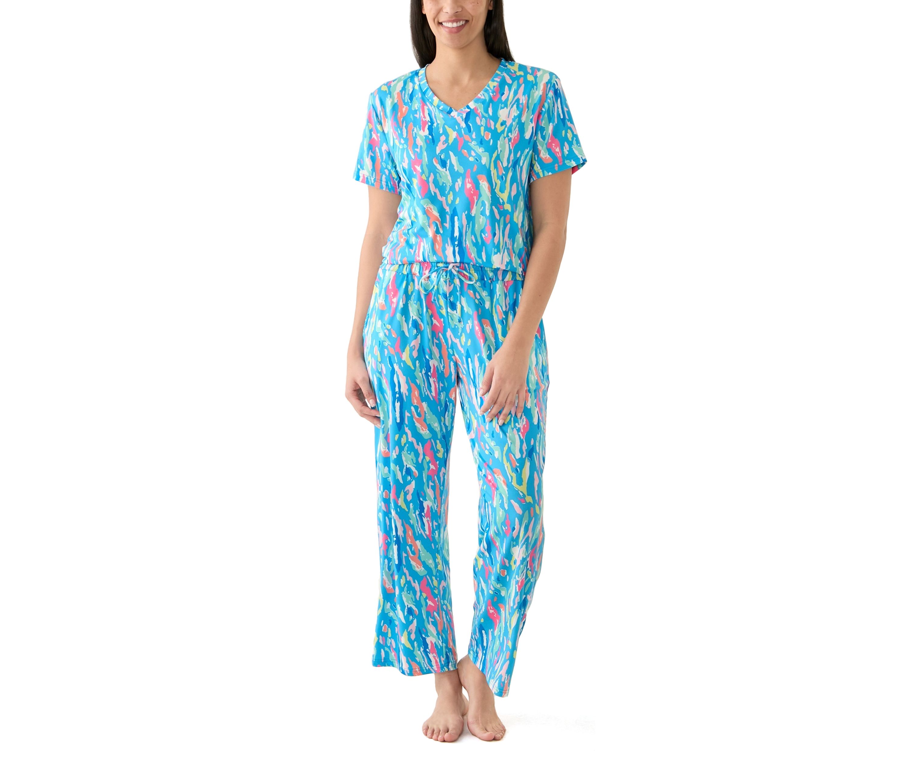 Alli Short Sleeve Shirt and Long Pants Pajama Set