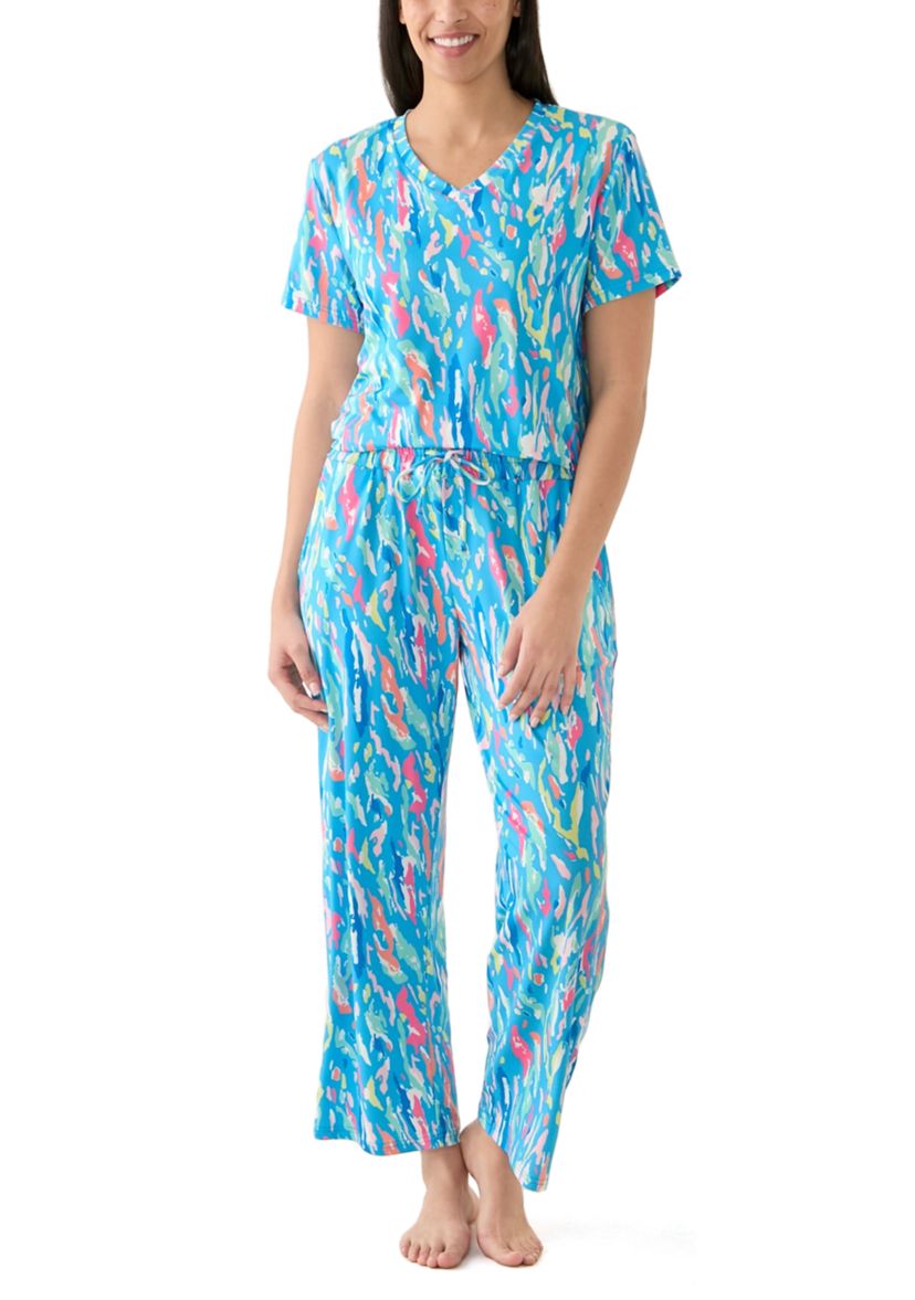 Alli Short Sleeve Shirt and Long Pants Pajama Set