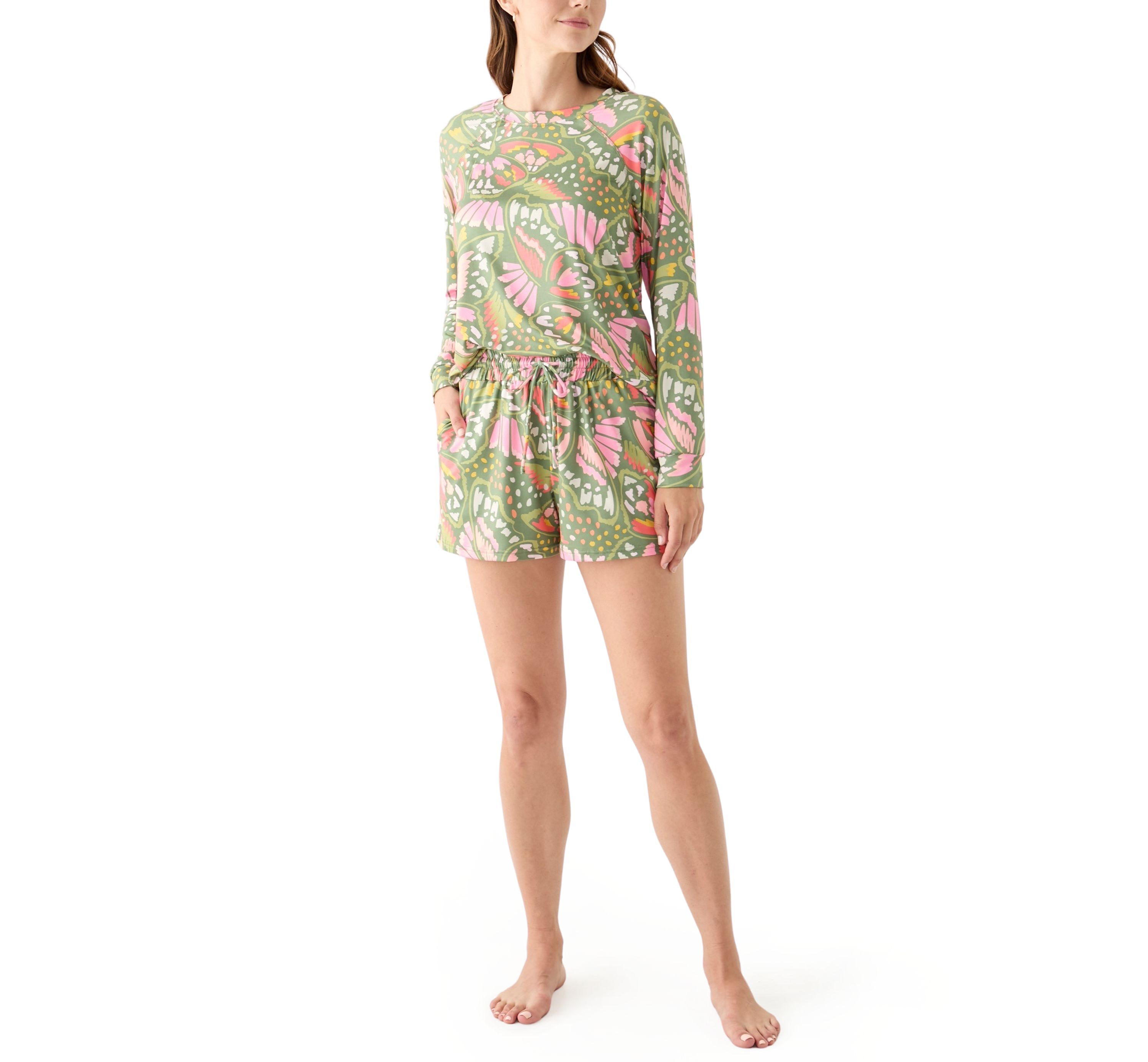 Womens Annie Long Sleeve Shirt and Shorts Pajama Set