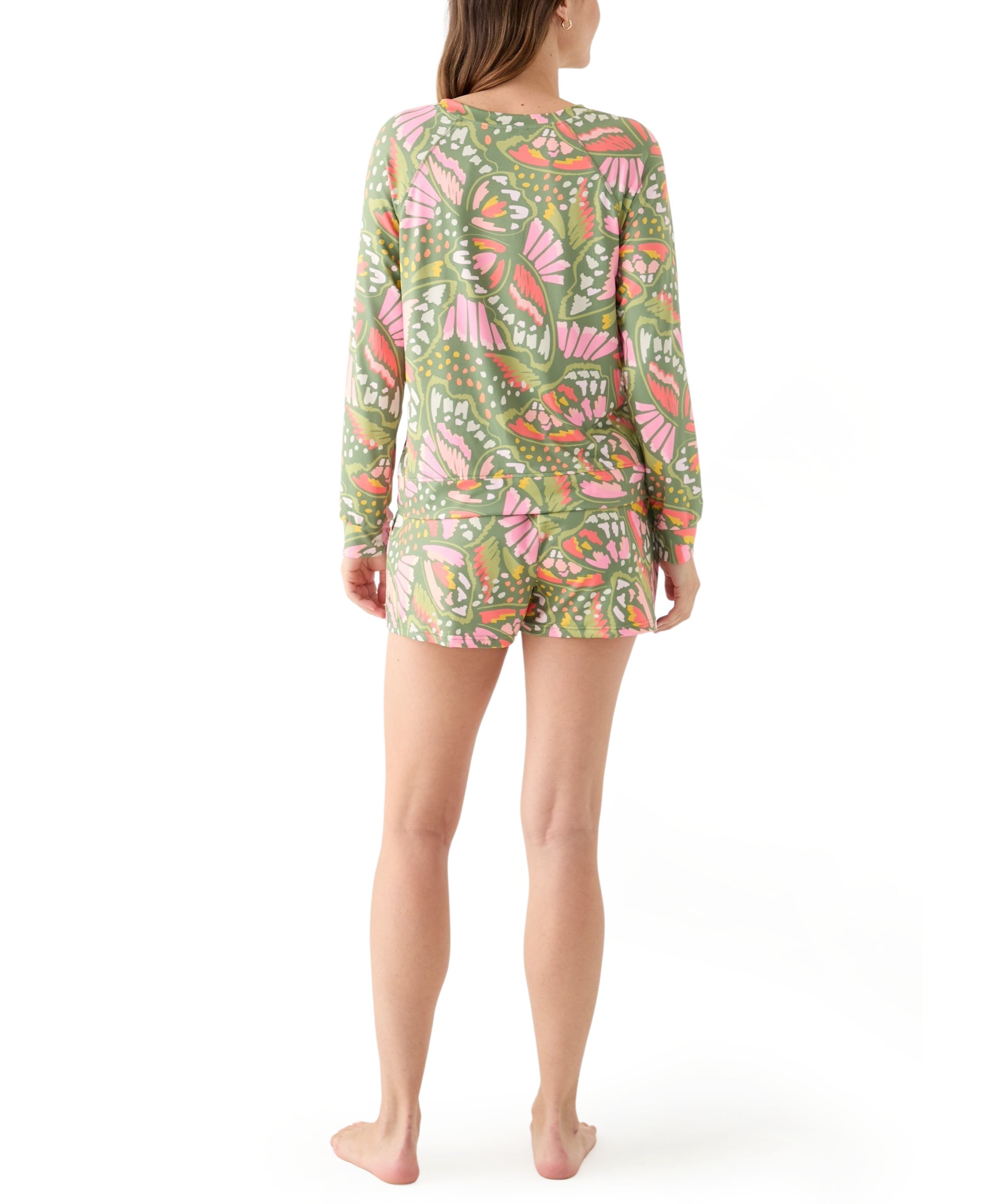 Womens Annie Long Sleeve Shirt and Shorts Pajama Set