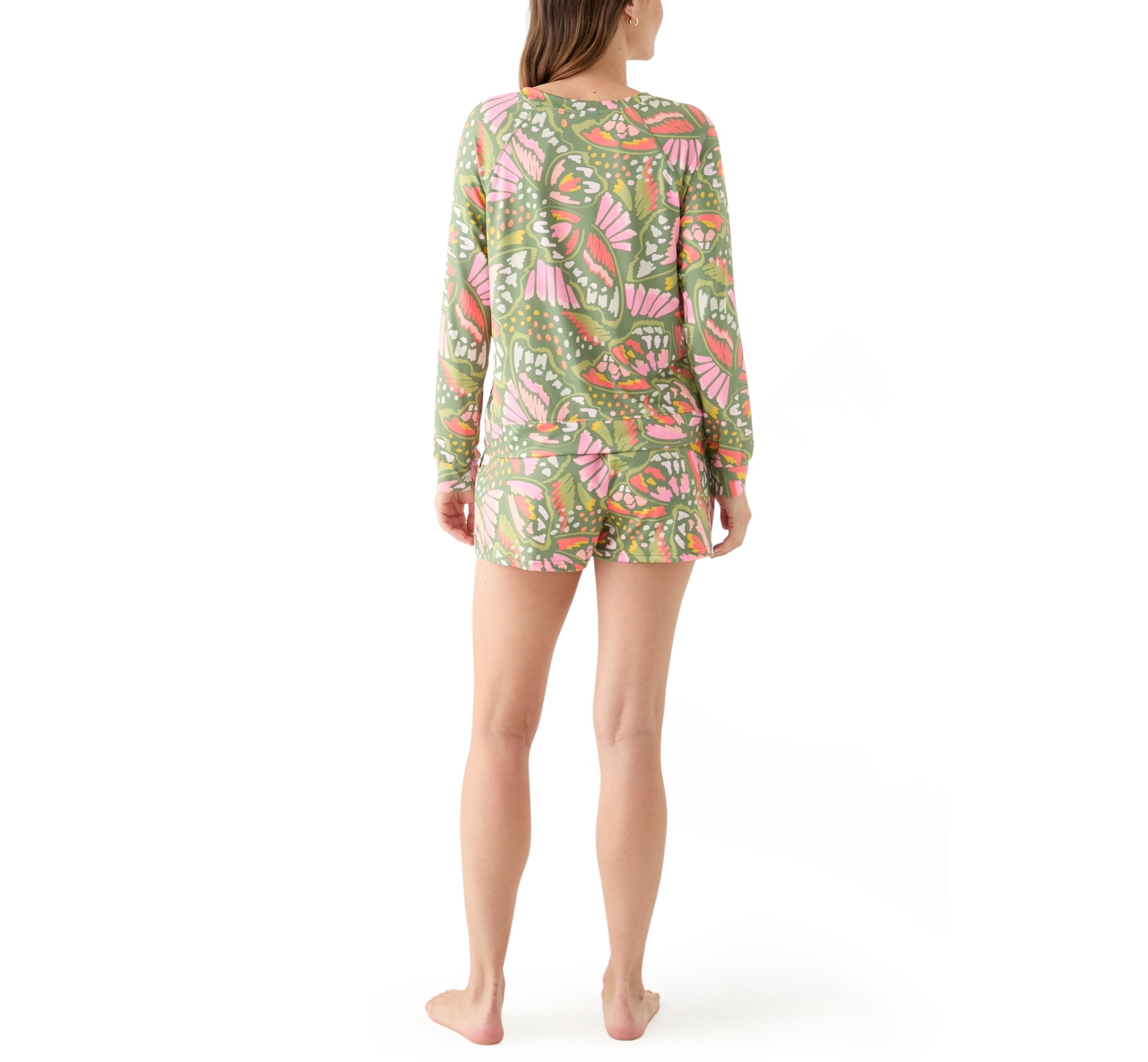 Womens Annie Long Sleeve Shirt and Shorts Pajama Set