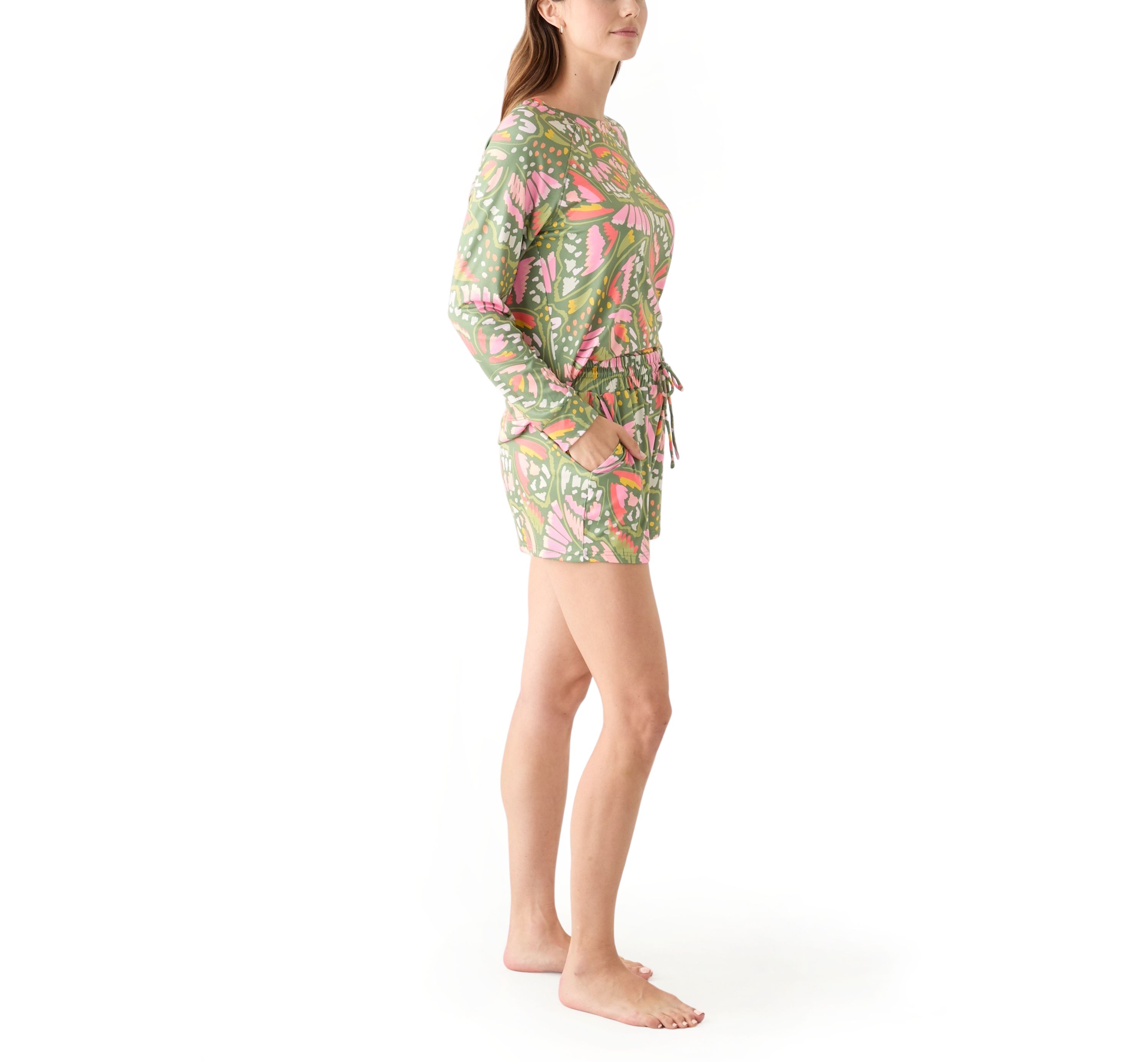 Womens Annie Long Sleeve Shirt and Shorts Pajama Set