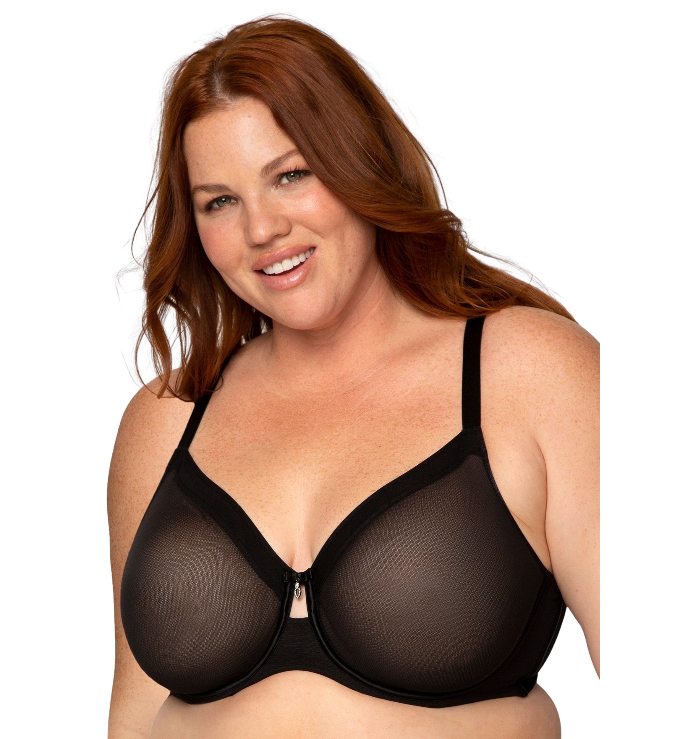 Plus Size Sheer Mesh Full Coverage Unlined Underwire Bra