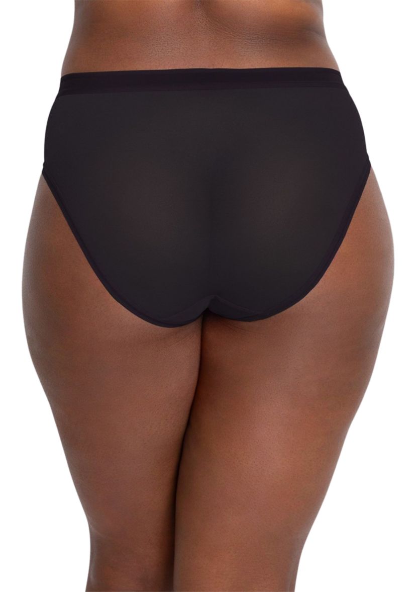 Plus Size Sheer Mesh High Cut Brief Panty