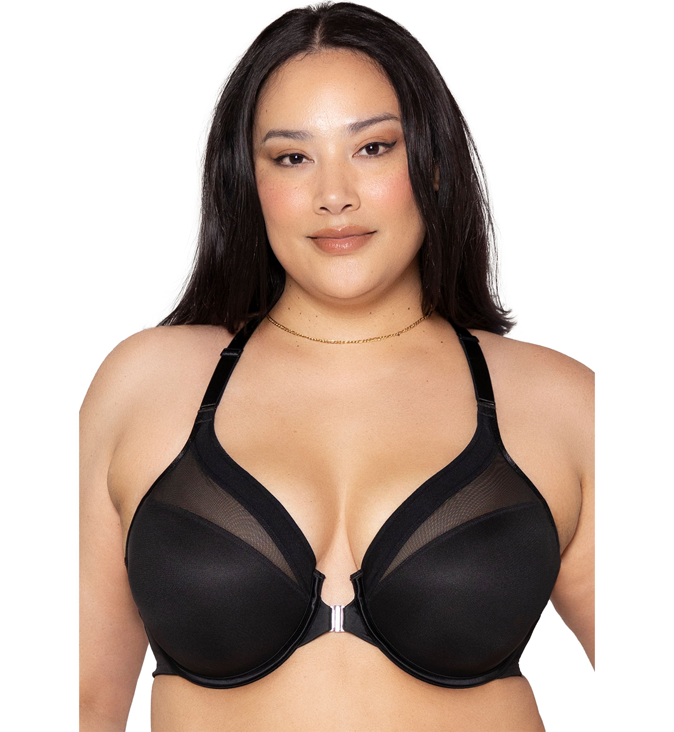 Sheer Mesh Front Close Racerback T-Shirt Bra 