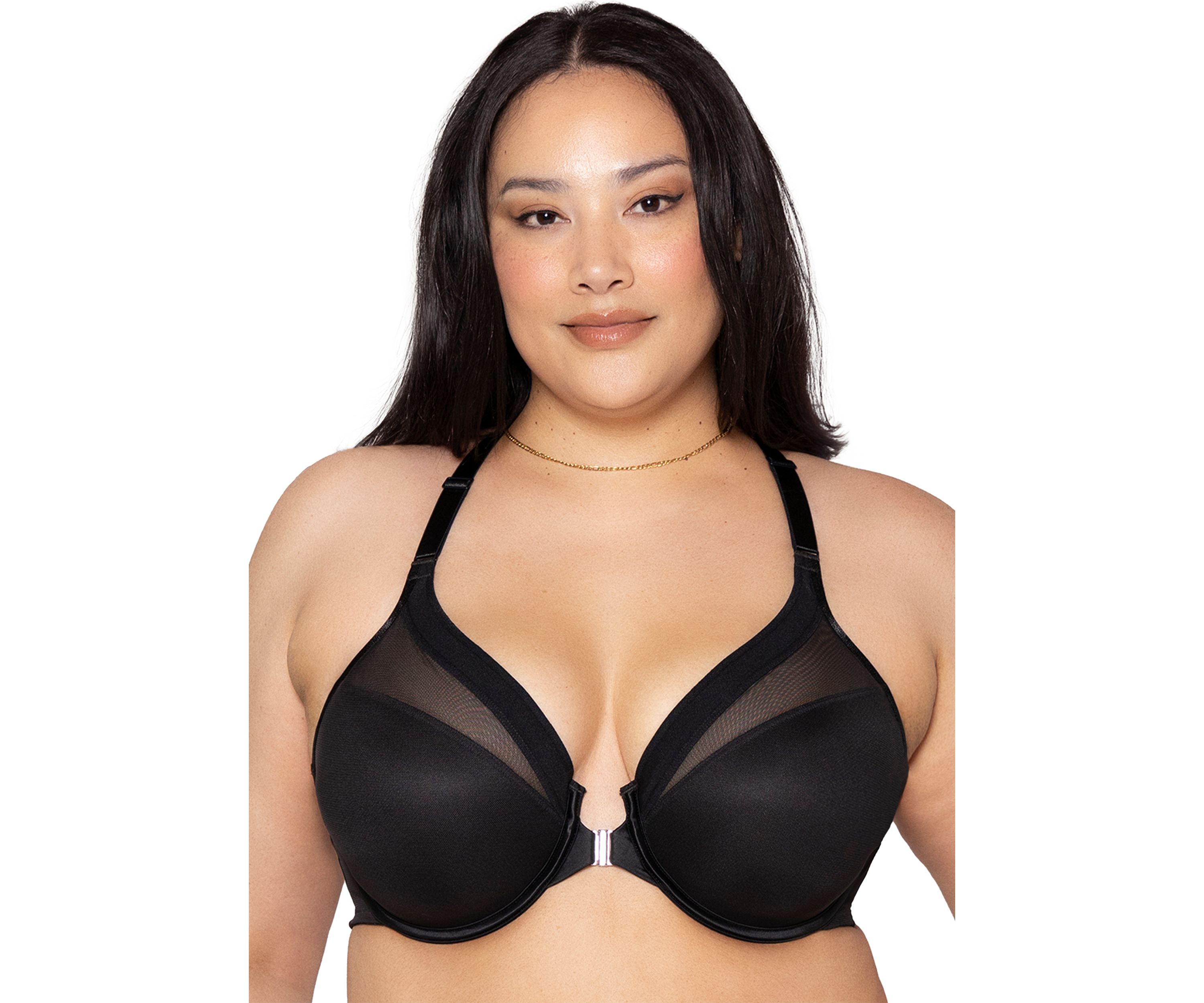 Sheer Mesh Front Close Racerback T-Shirt Bra 