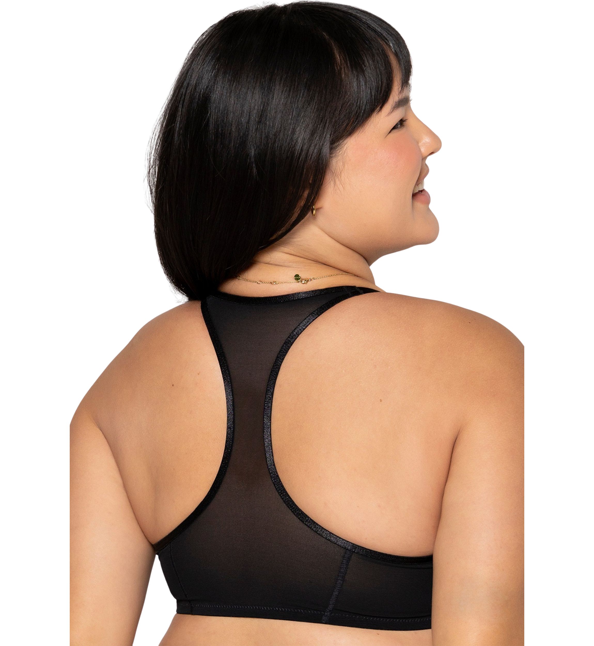 Sheer Mesh Front Close Racerback T-Shirt Bra 