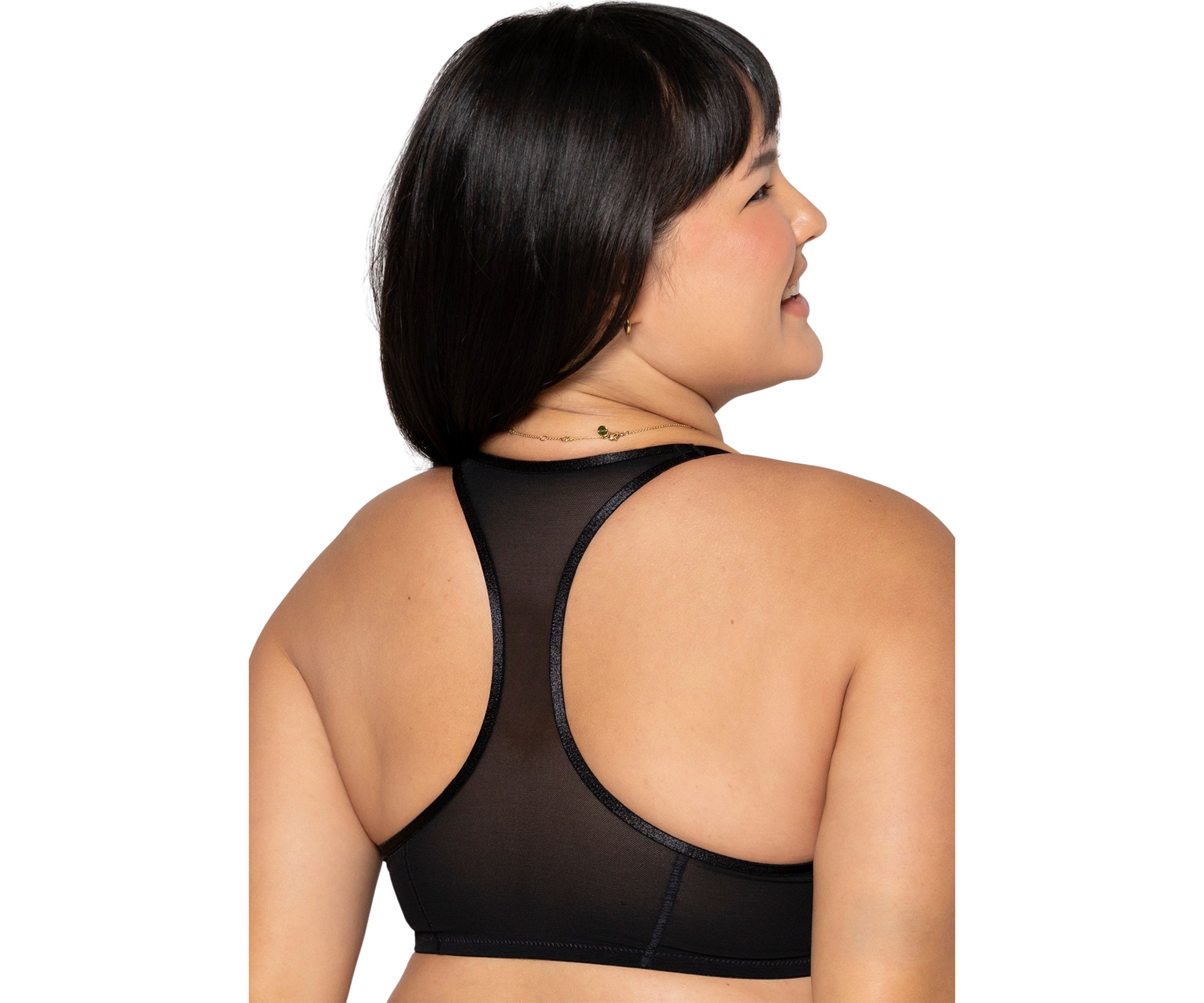 Sheer Mesh Front Close Racerback T-Shirt Bra 