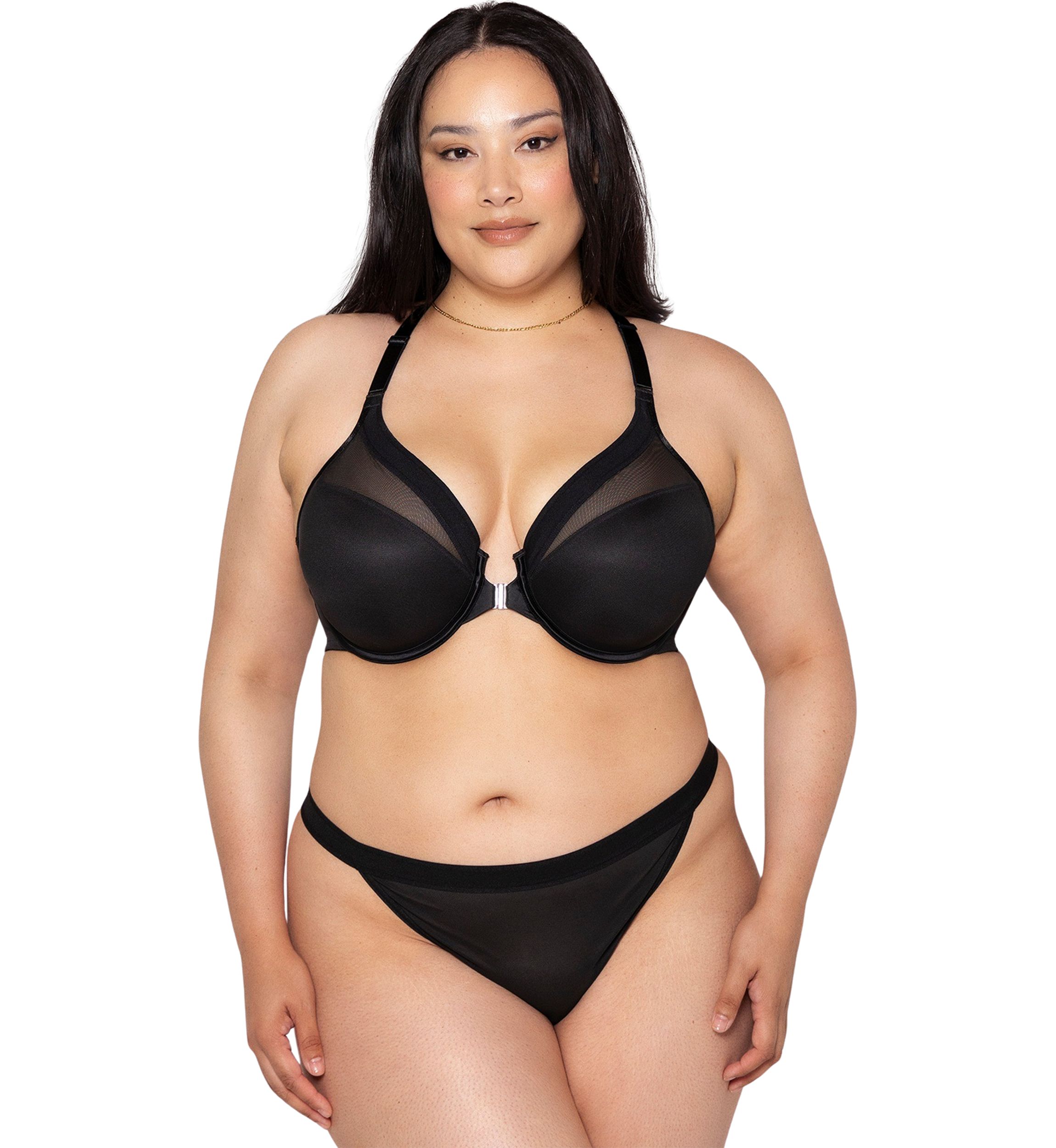 Sheer Mesh Front Close Racerback T-Shirt Bra 