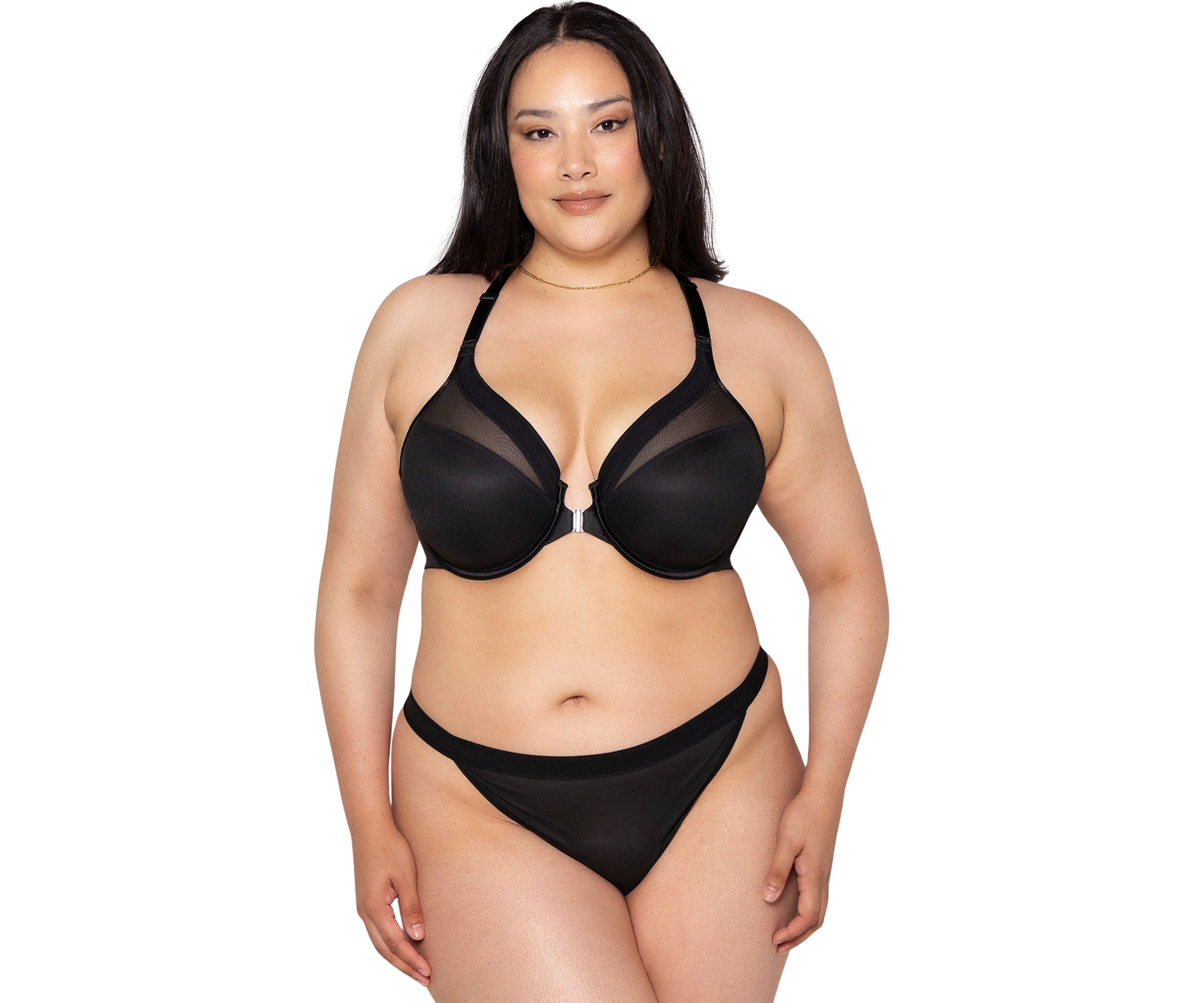 Sheer Mesh Front Close Racerback T-Shirt Bra 