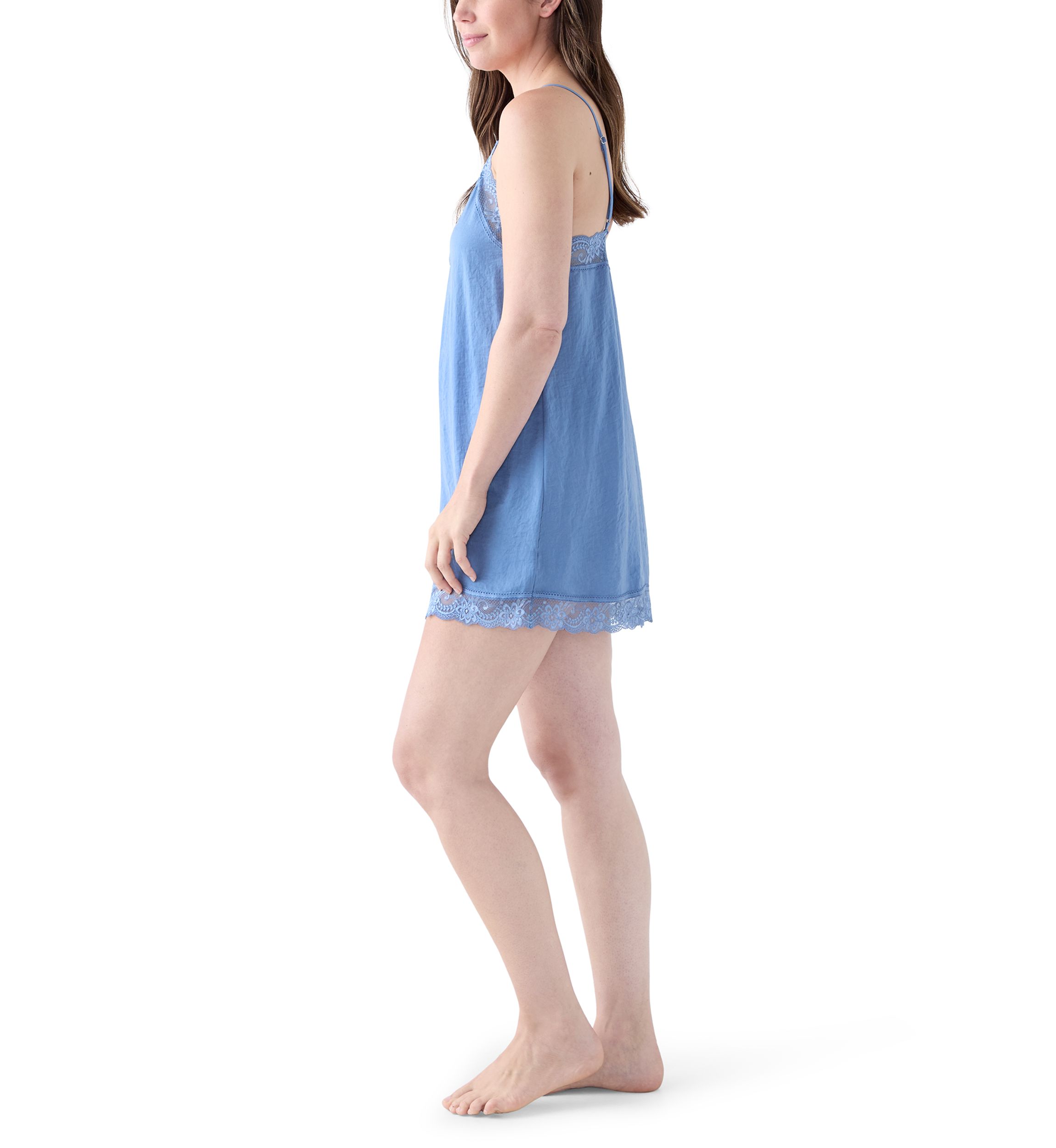 June Lace Trim Satin Chemise