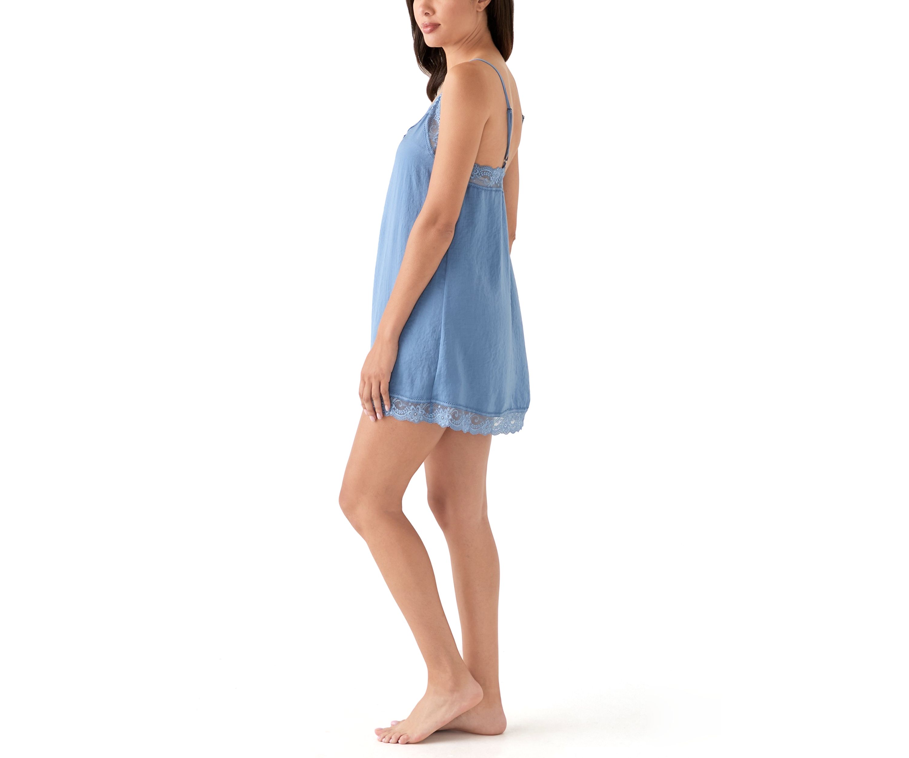 June Lace Trim Satin Chemise