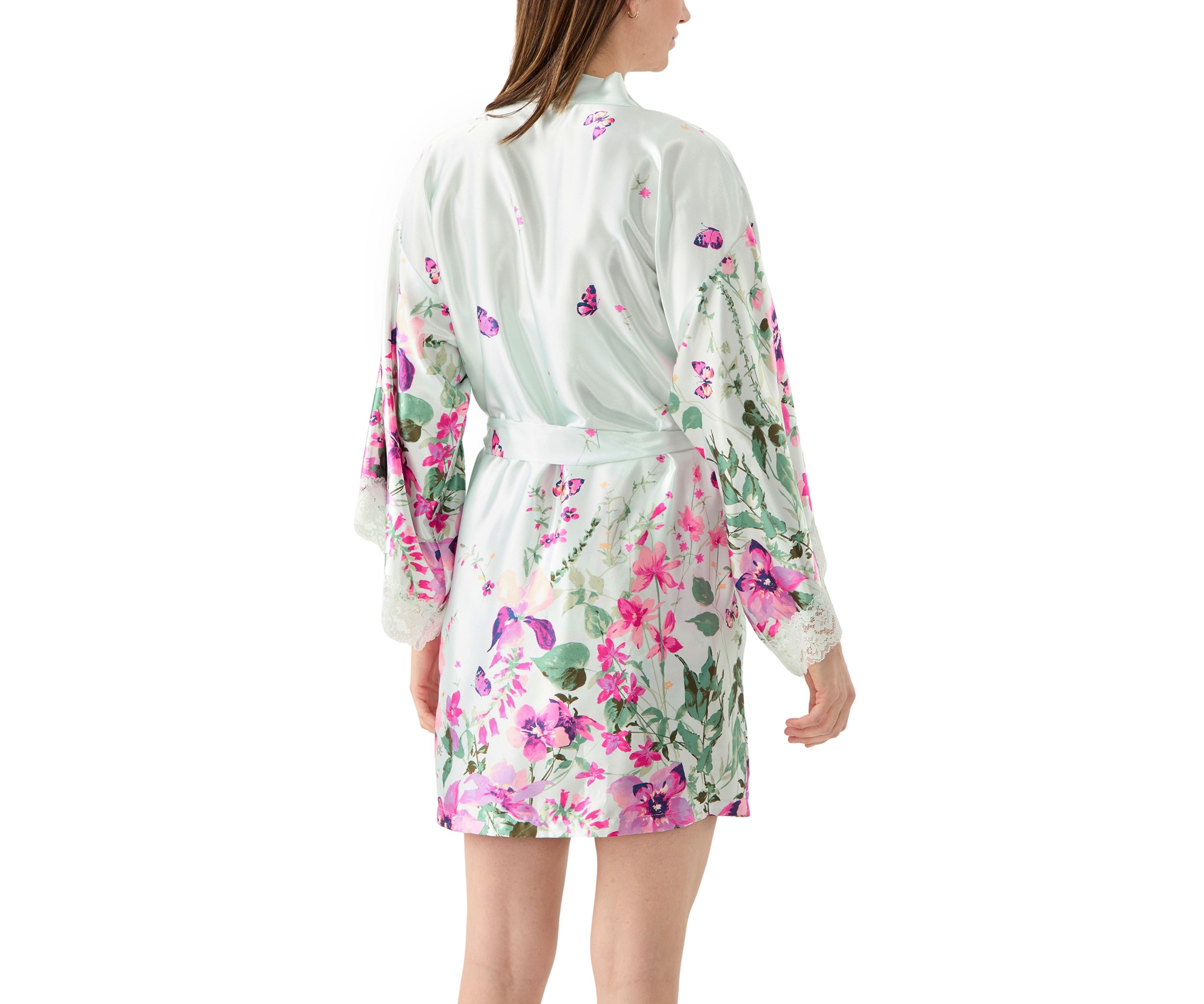 Lena Printed Satin Wrapper Robe
