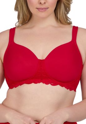 Leading Lady Women's The Zoey Lace Band Molded Wireless T-Shirt Bra, Red, 38 D