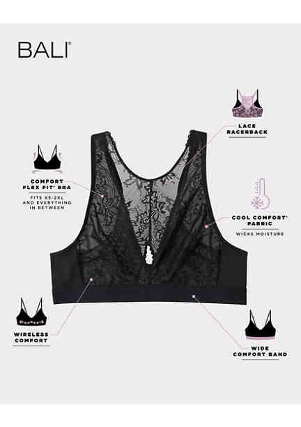 Bali® Comfort Revolution® Comfy Glam™ Plunge Lace Wirefree