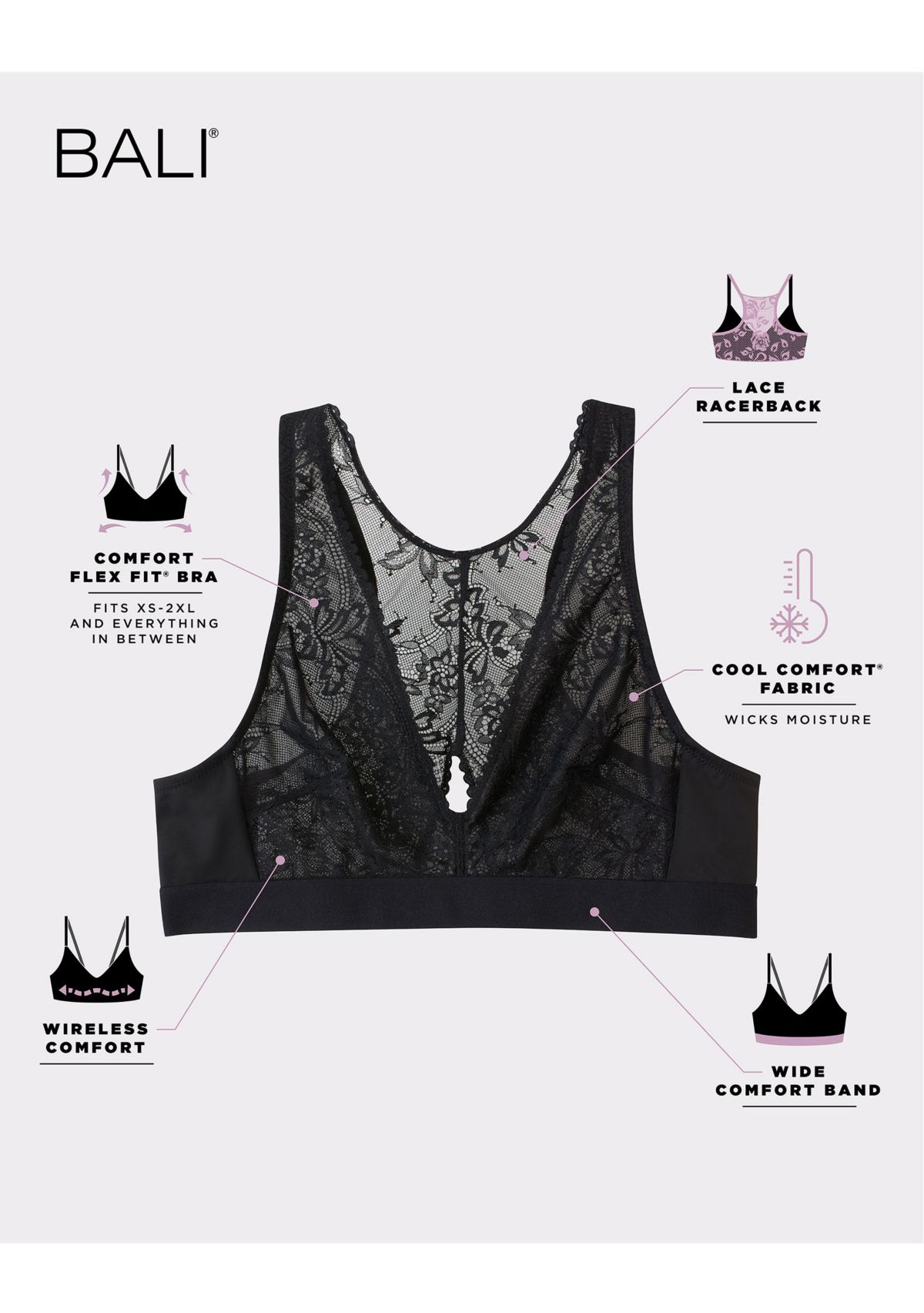 Comfort Revolution® Comfy Glam™ Plunge Lace Wirefree Bralette