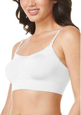 Warner's Women's Easy Does It® Dig-Free Comfort Band with Seamless Stretch Wireless Lightly Lined Convertible Comfort Bra, White, Large