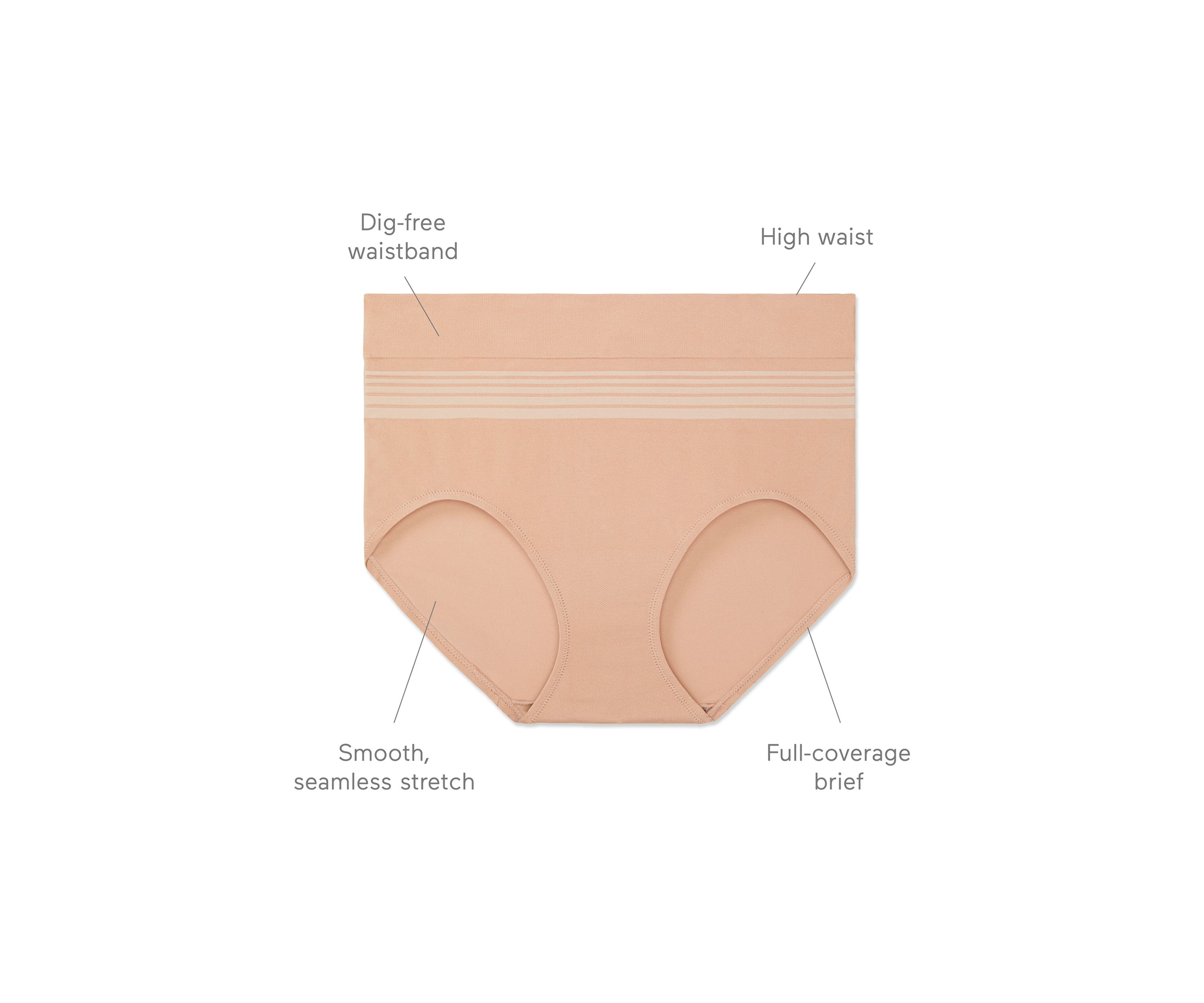 No Pinching, No Problems® Dig-Free Comfort Waist with Lace Smooth and Seamless Briefs - RS1501P