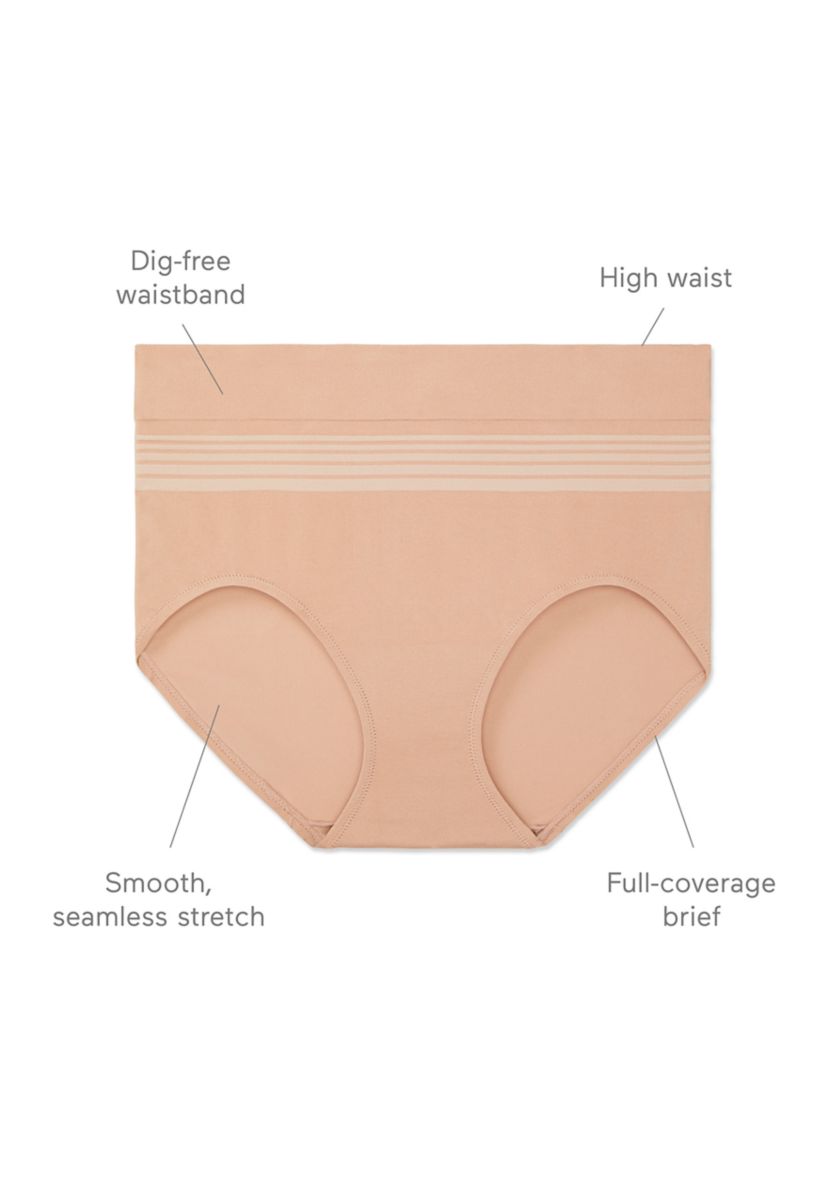 No Pinching, No Problems® Dig-Free Comfort Waist with Lace Smooth and Seamless Briefs - RS1501P